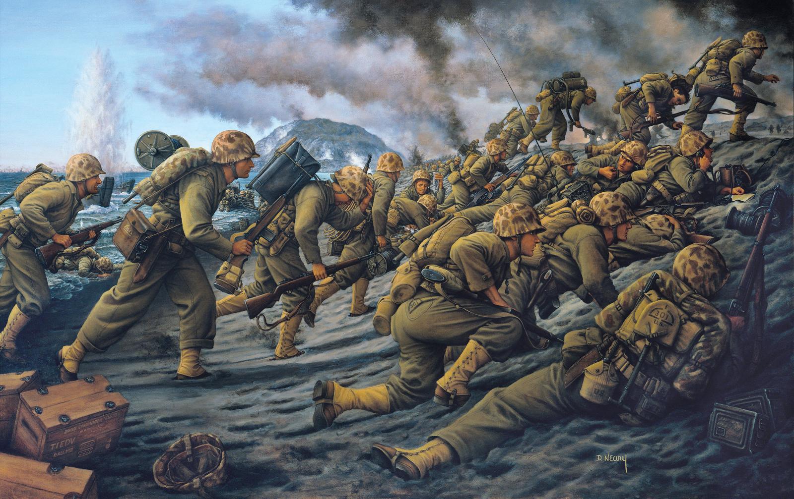 Iwo Jima US Marines Military Artwork