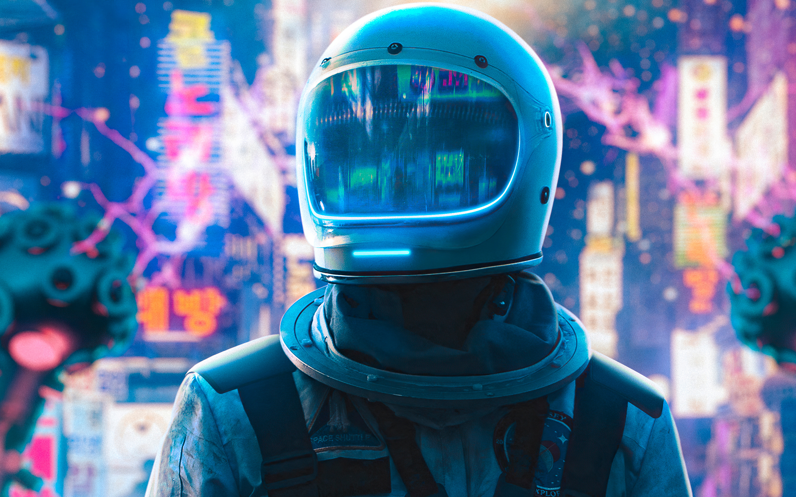 Astronaut Alone In Neon City