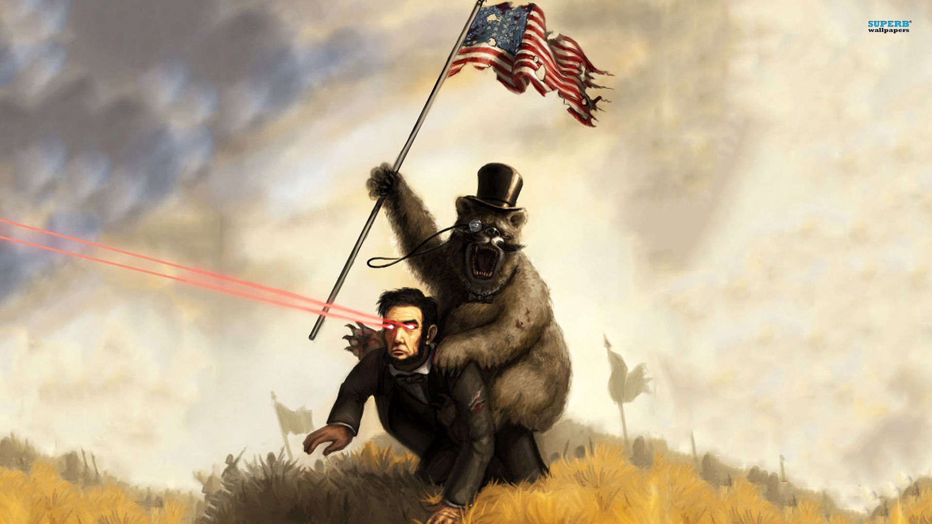 Bear riding Abraham Lincoln with Laser