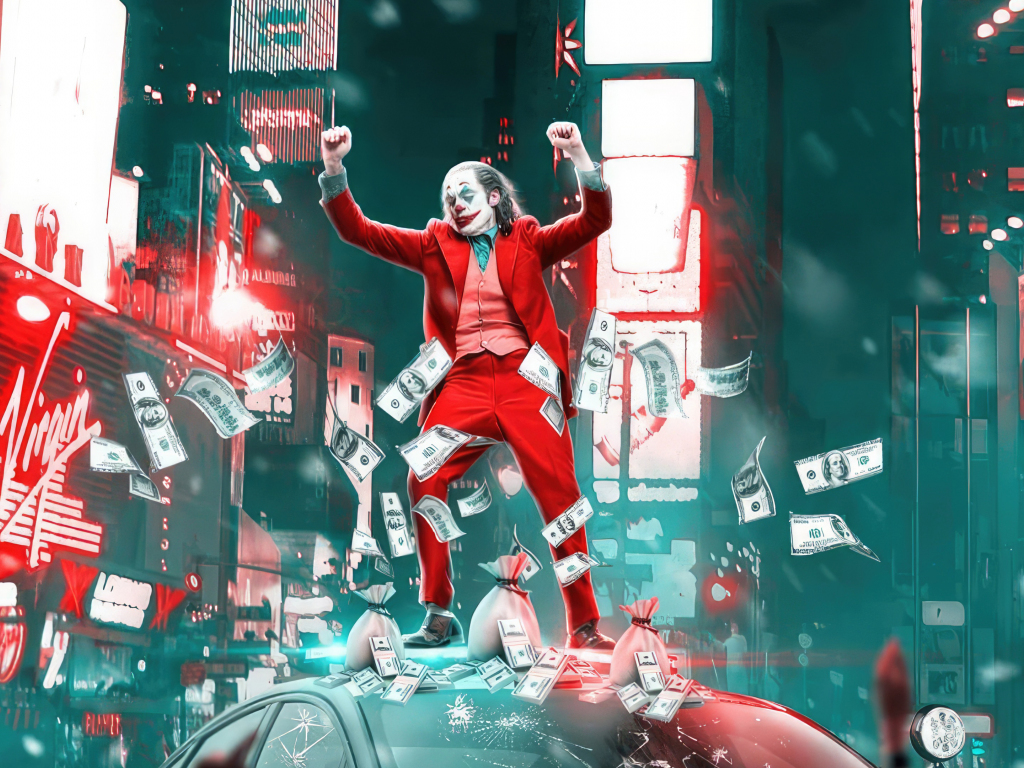 Wallpaper joker dancing on the police