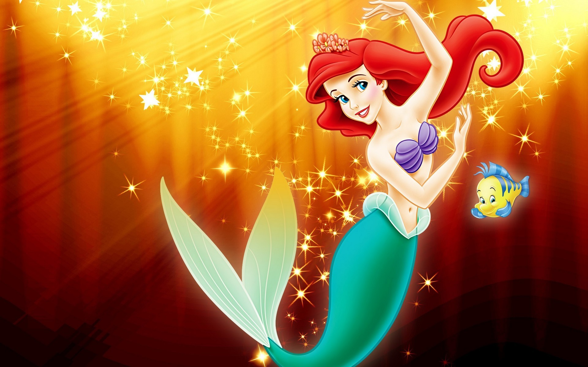 Wallpaper sea, cartoon, Princess, sea, Ariel, Ariel, movie, Walt Disney for mobile and desktop, section фильмы, resolution 1920x1200