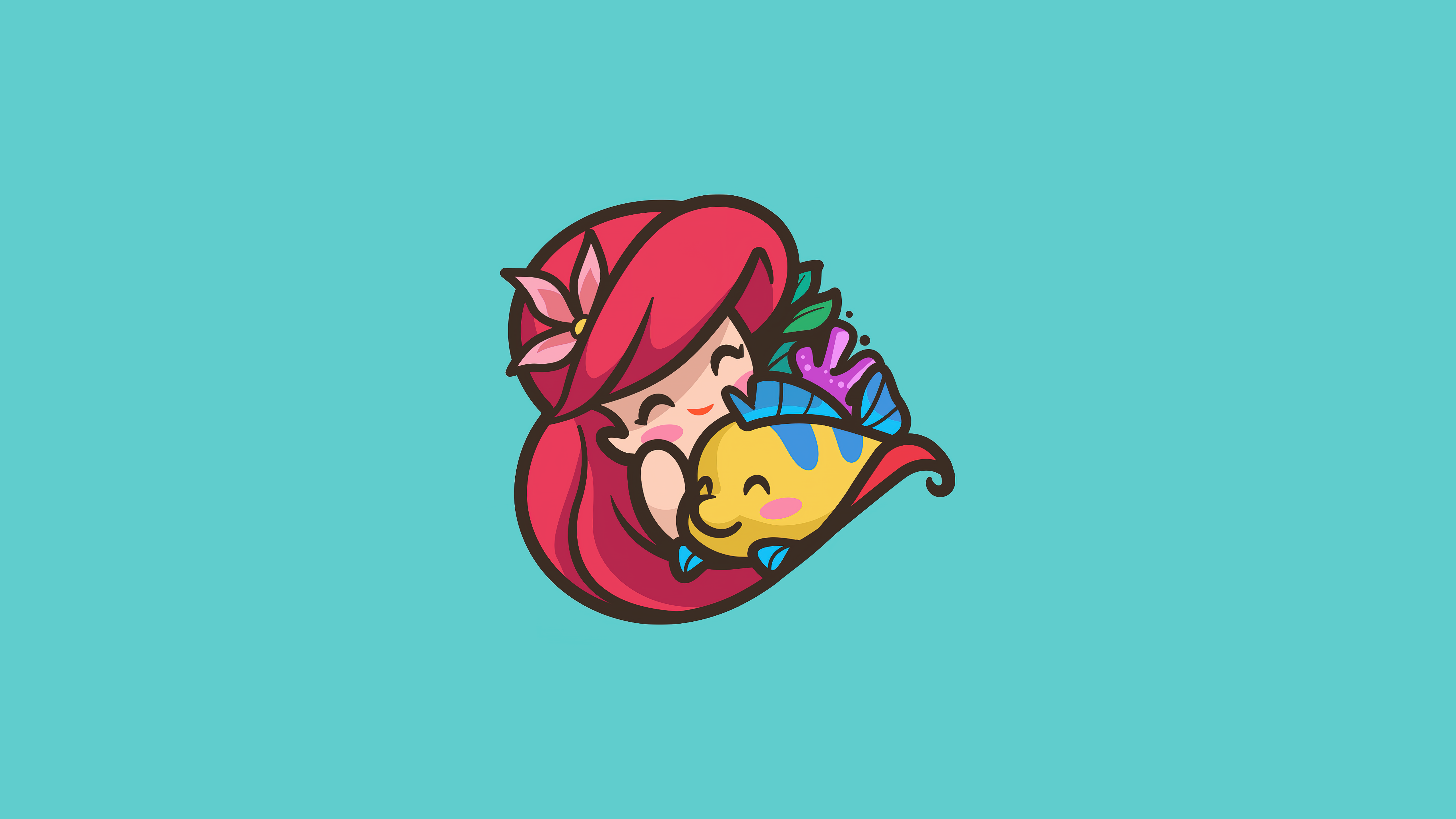 Cute Mermaid Wallpaper 4K, Flounder
