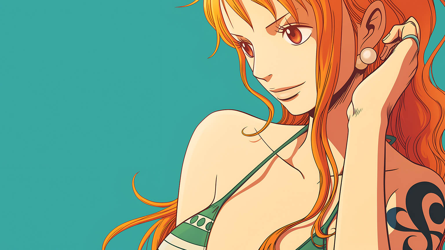One Piece Nami Green Desktop Wallpaper