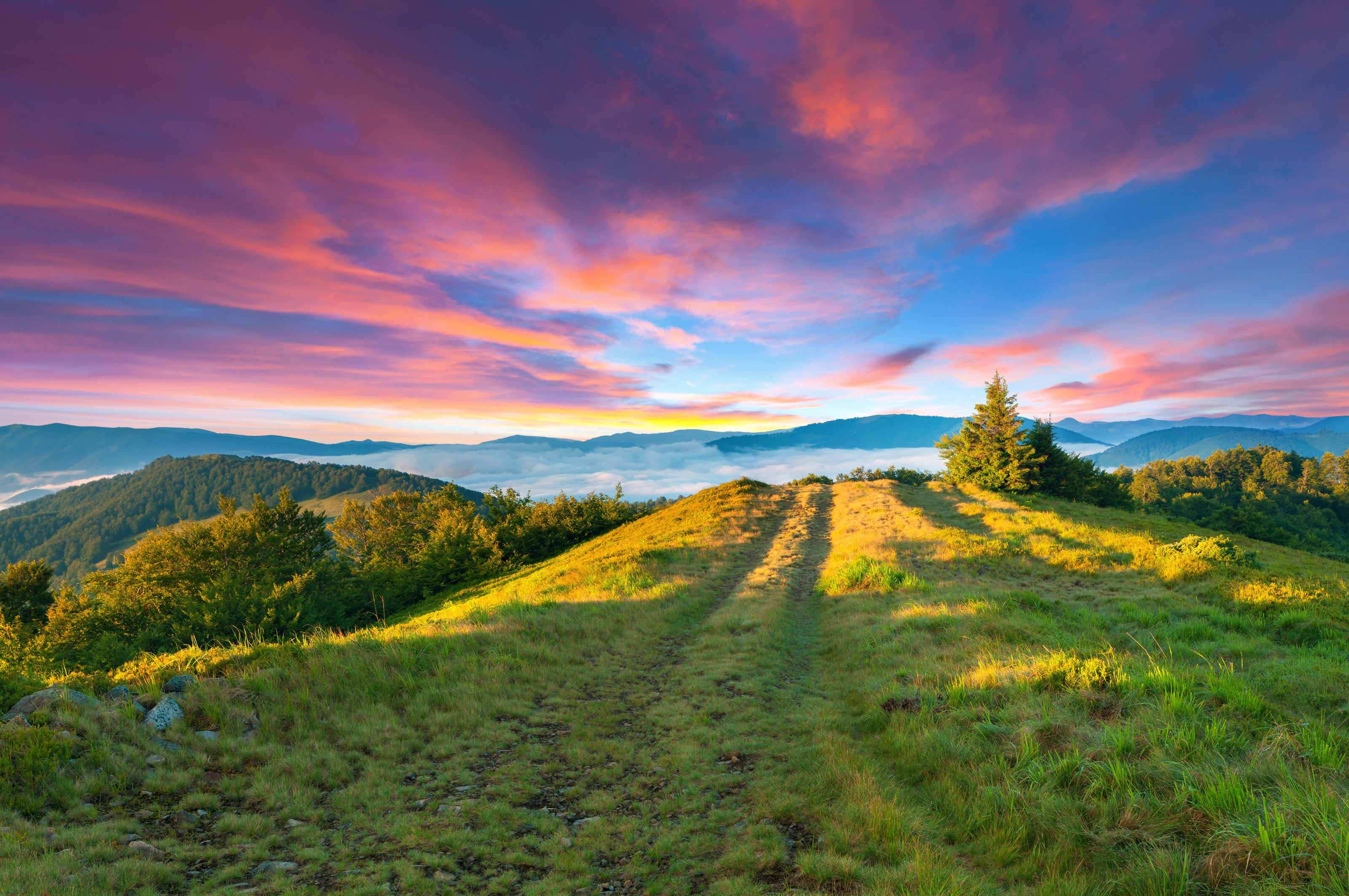 Colorful Summer Sunset In The Mountains