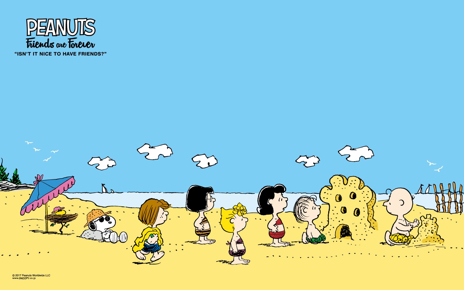 Peanuts on the Beach with Sand Castle