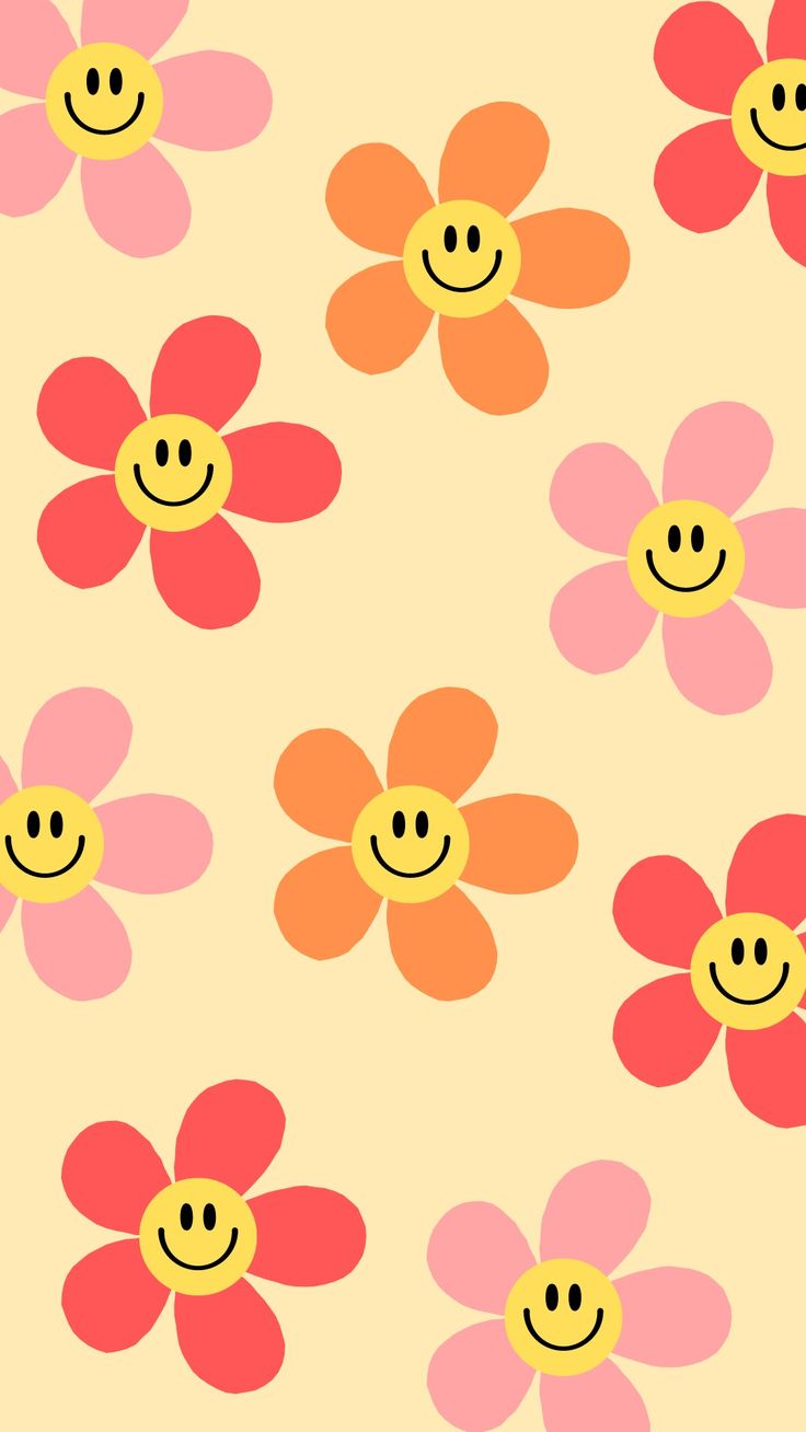 Flower Power Wallpaper with Smiley