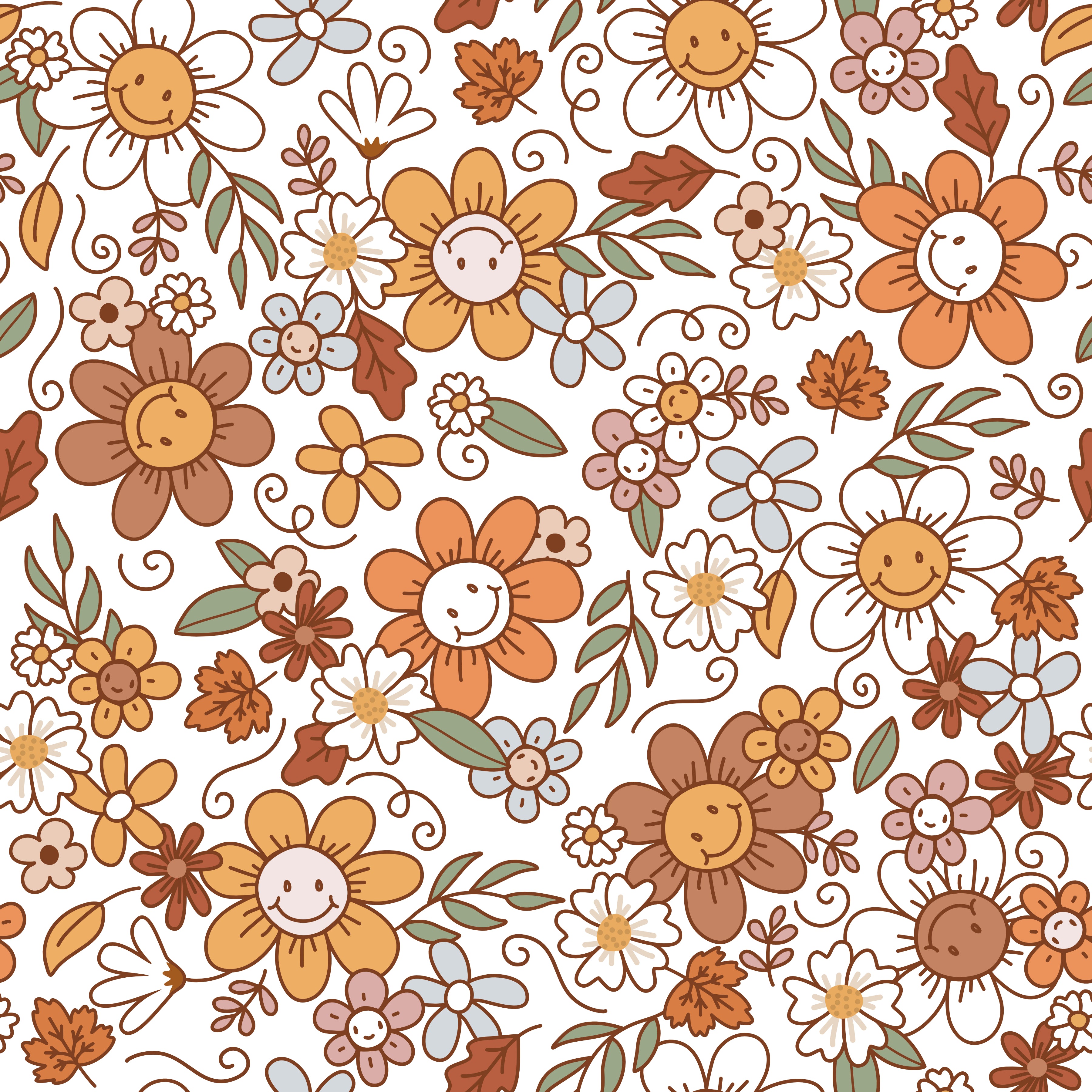 Smiley Face Flowers Patterned Vinyl 12