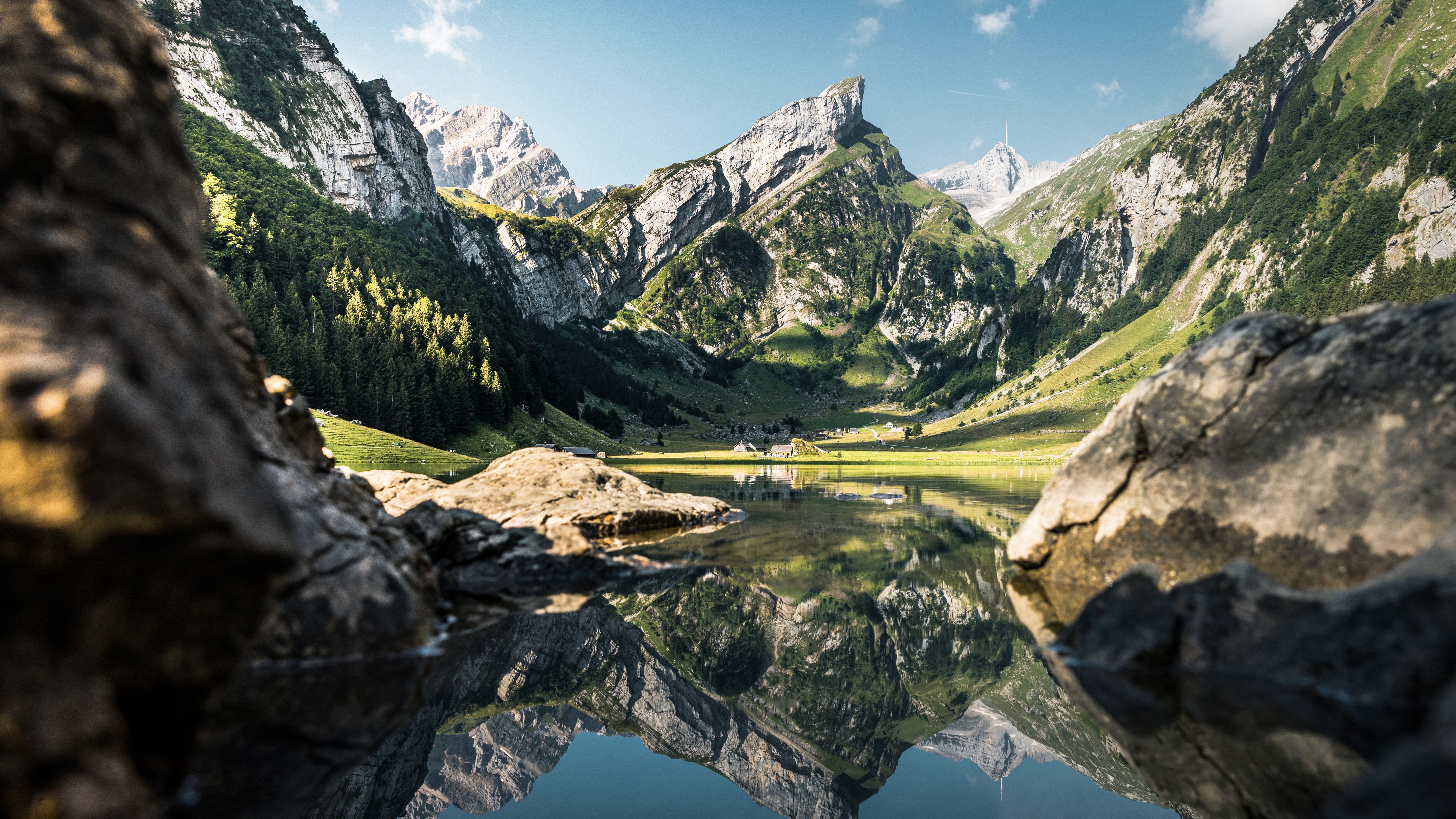 Seealpsee lake Wallpaper 4K, Alps