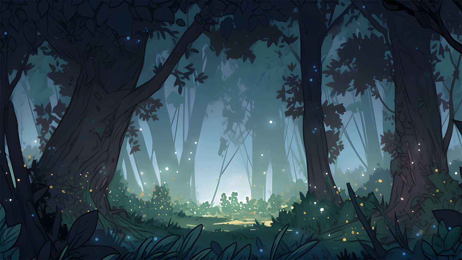 Deep Forest Aesthetic Desktop Wallpaper