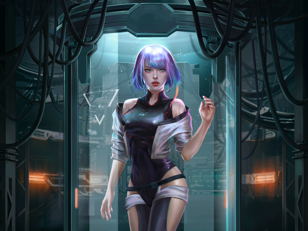 Wallpaper beautiful lucy, cyberpunk