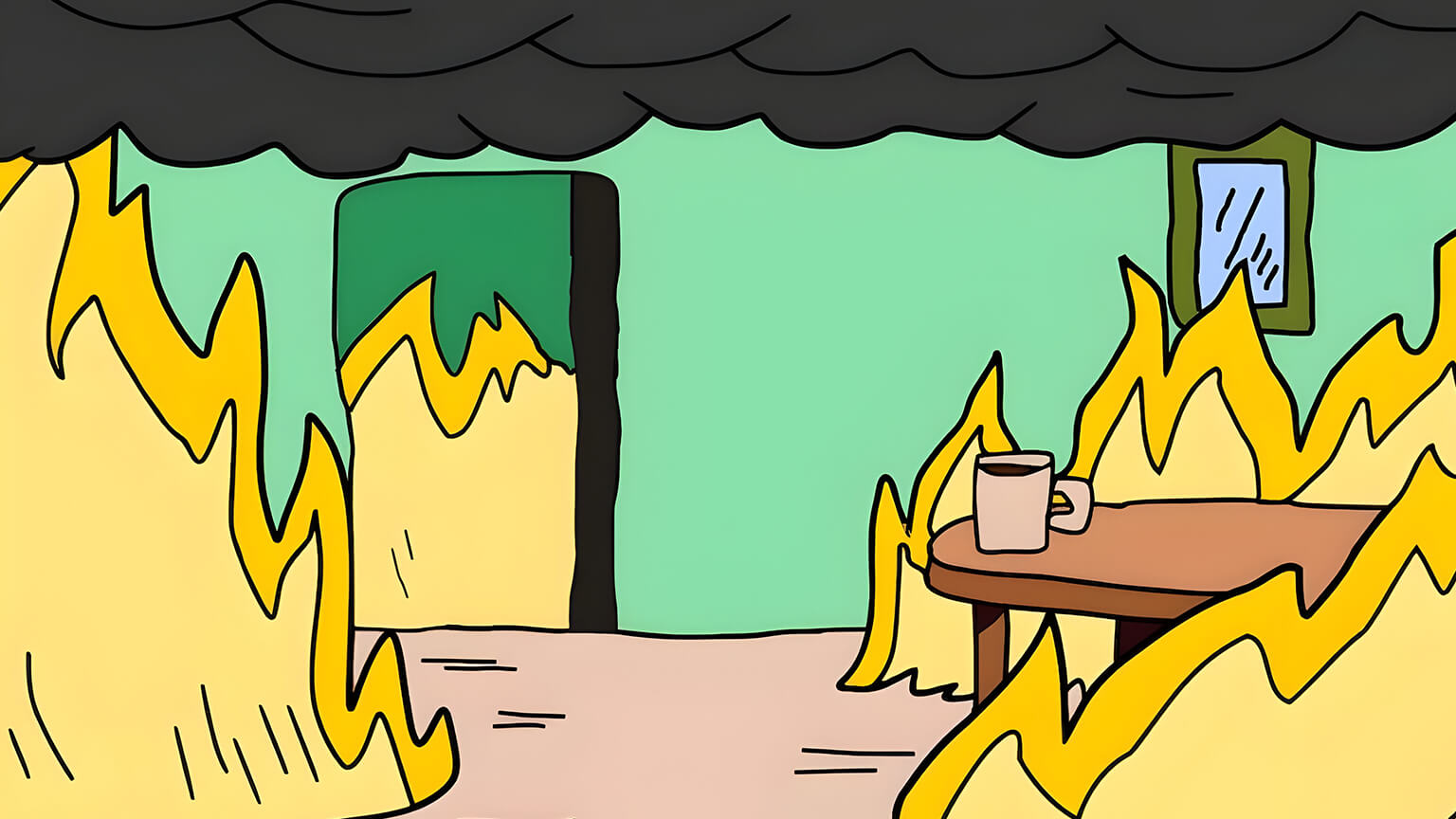 This Is Fine House Meme Desktop
