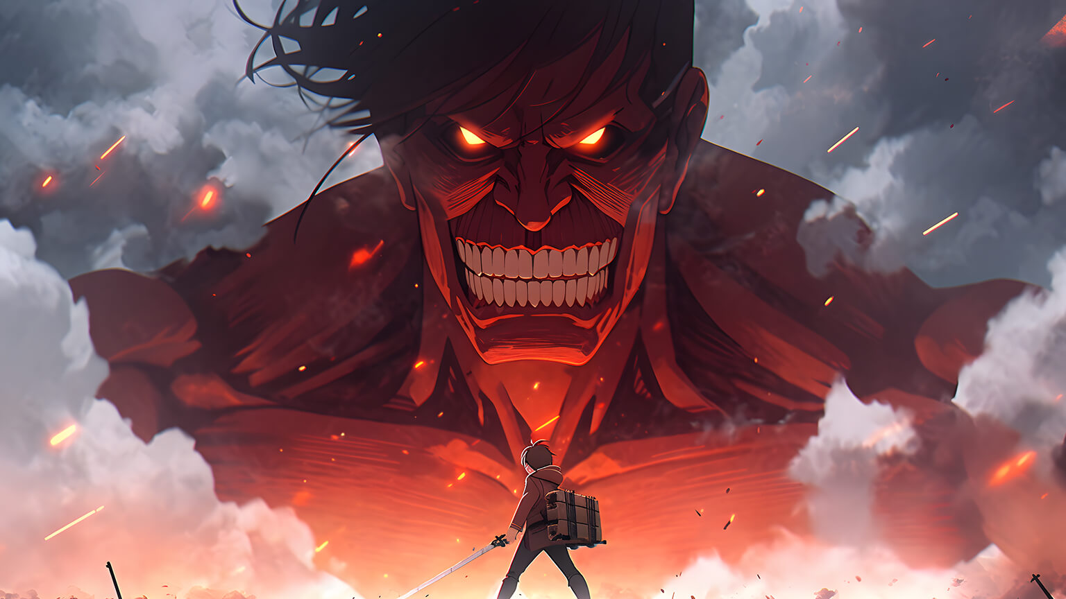 AOT Scary Titan Desktop Wallpaper