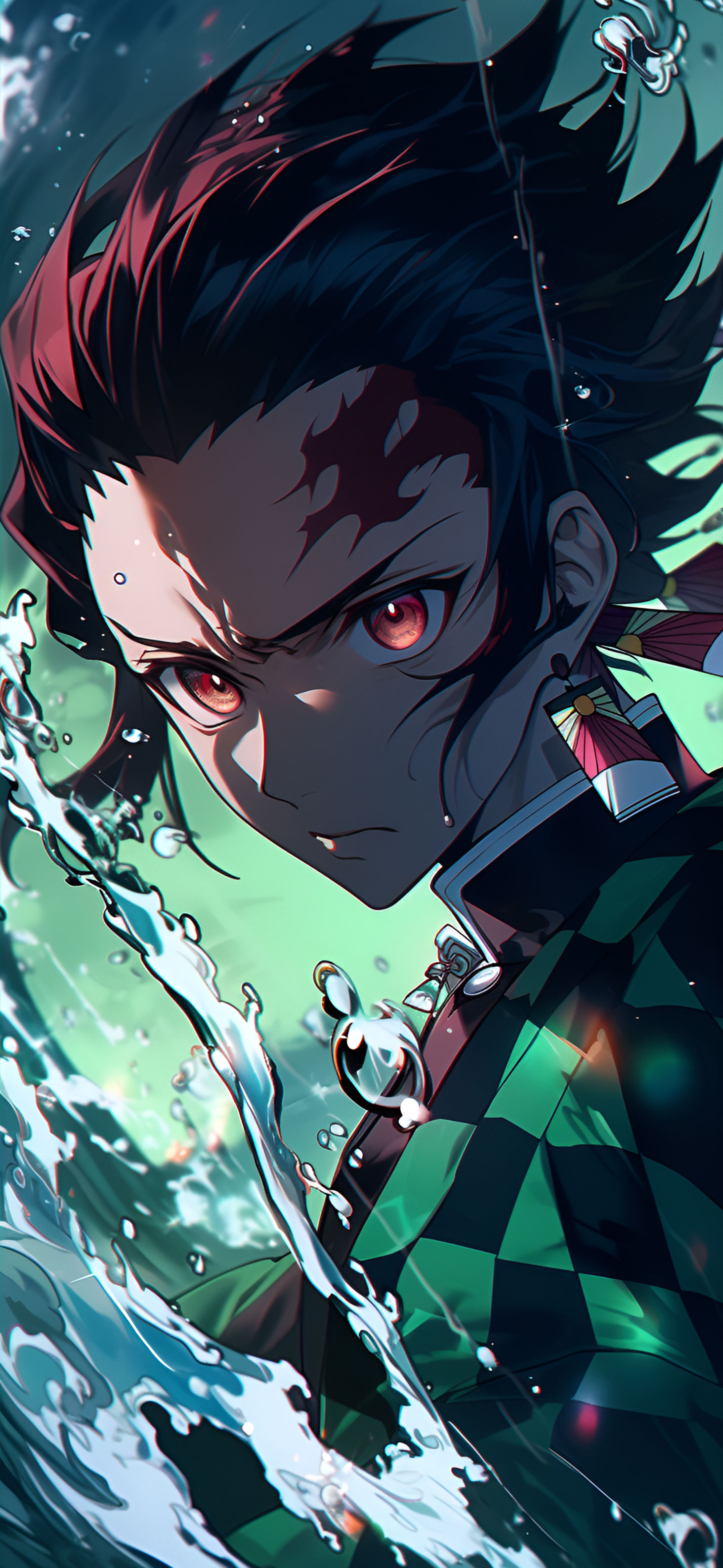 Tanjiro Behind the Wave Art Wallpaper
