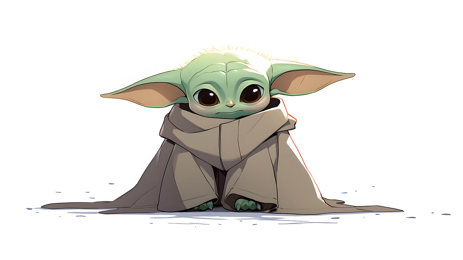 Baby Yoda White Desktop Wallpaper