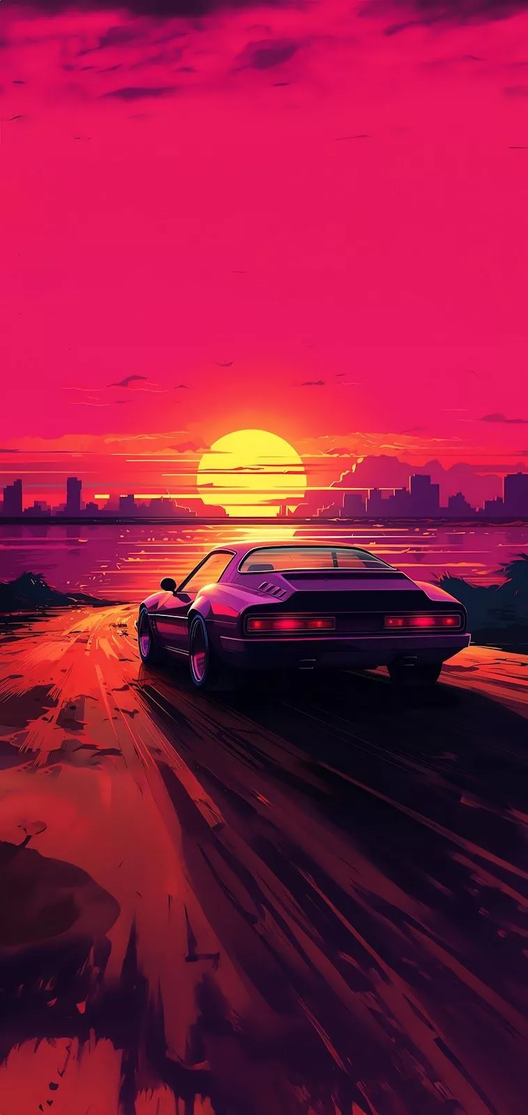 CAR SUNSET WALLPAPER IPHONE