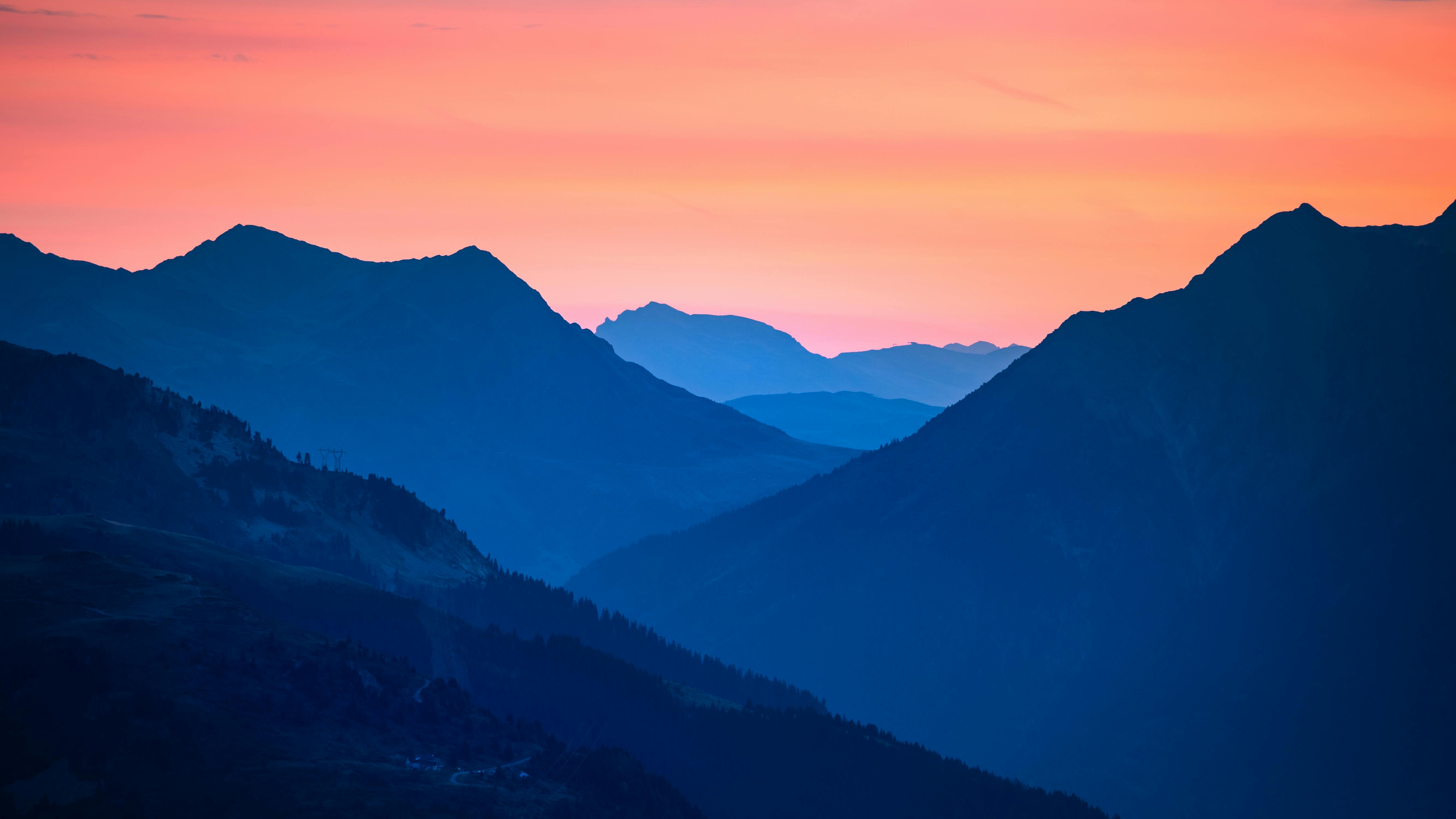 Silhouette of Mountains during Sunset