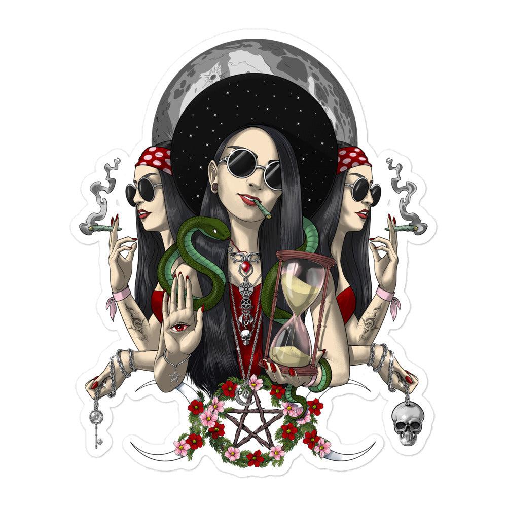 Gothic Triple Moon Goddess Sticker