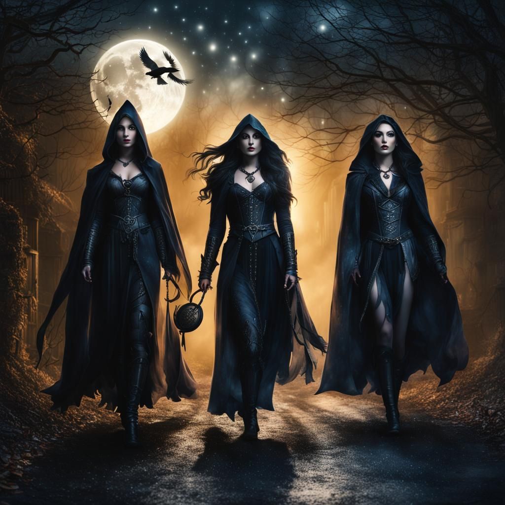 The Wiccan Triple Moon Goddess Walking