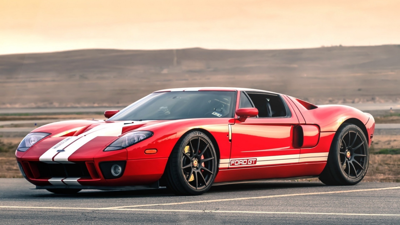 Red Retro Ford GT 1536 x 864 HDTV Wallpaper