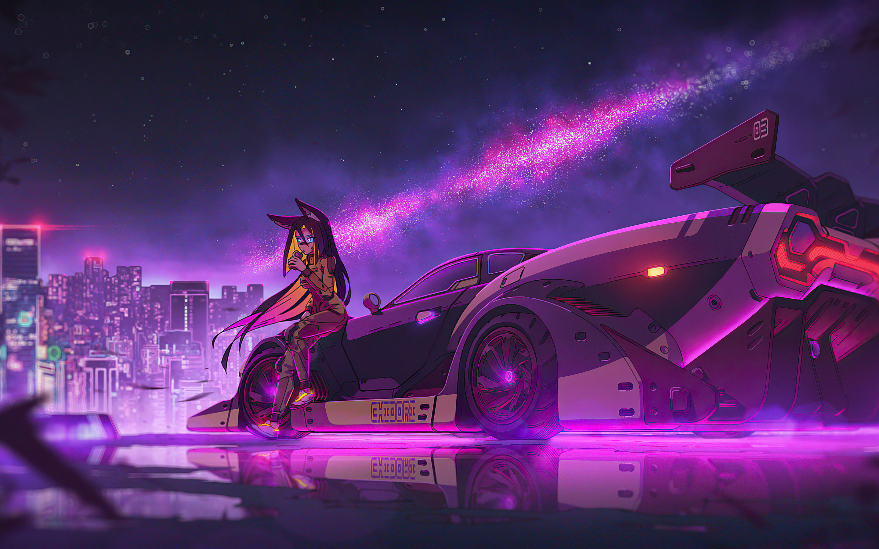 Anime Girl Cyberpunk Ride 4k