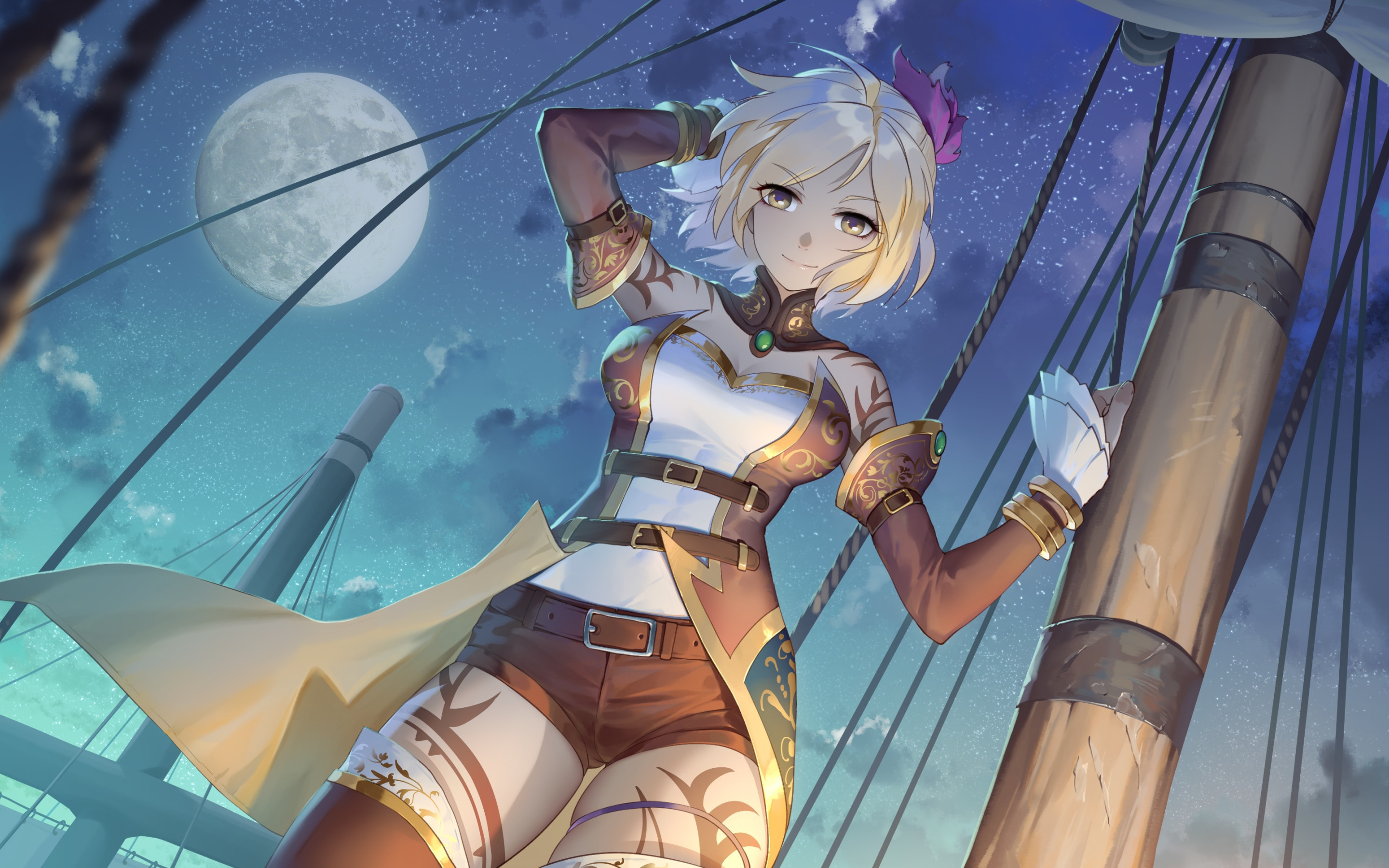 moon, sky, pirate, anime