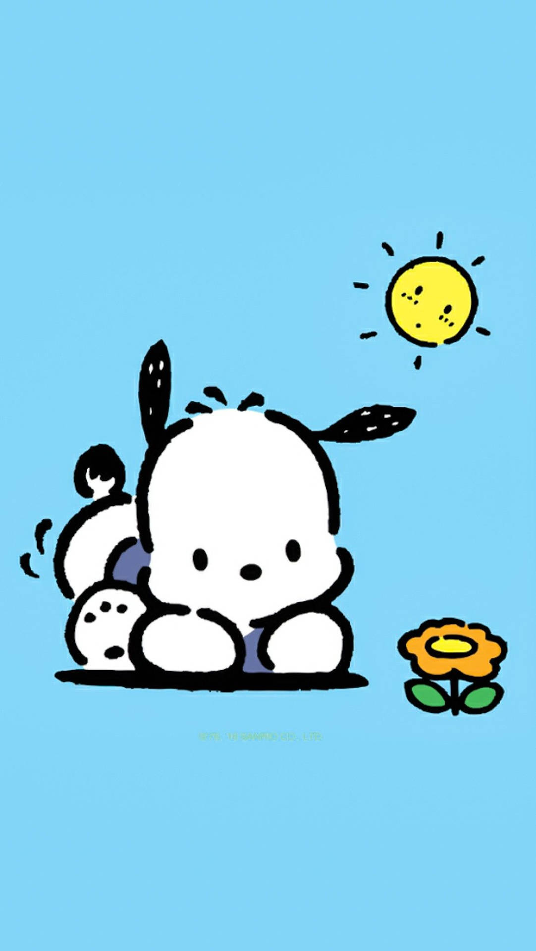 Download Pochacco With Orange Flower&Sun Wallpaper