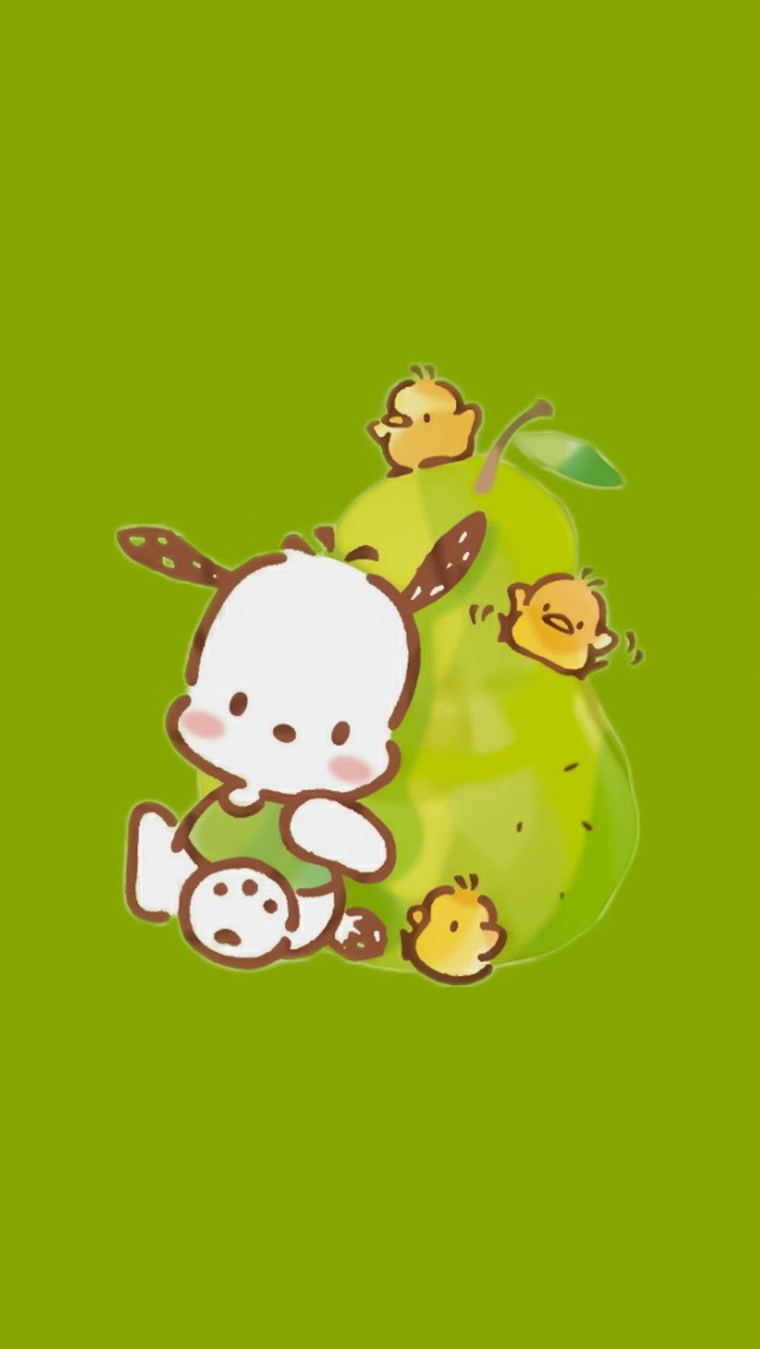 Download Pochacco With Huge Green Pear Wallpaper