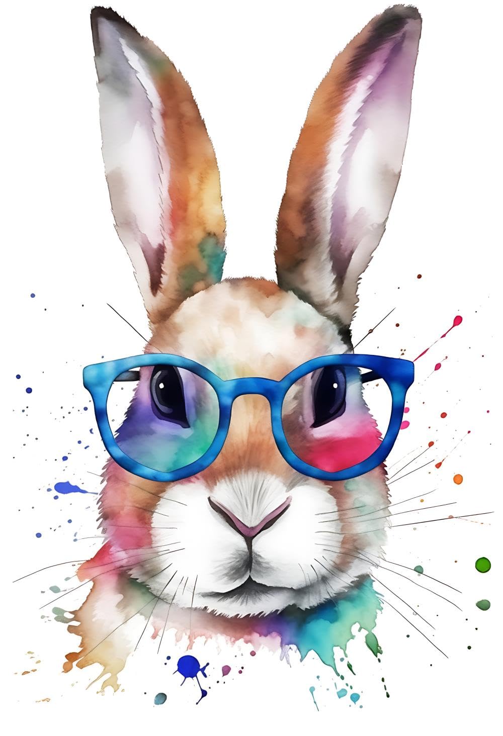 Cute Rabbit With Glasses Canvas Posters