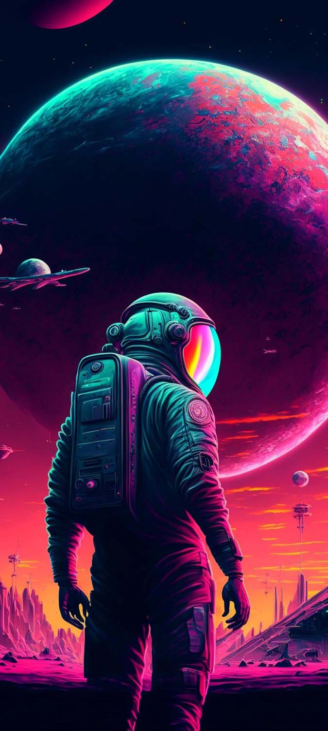 Neon Space iPhone Wallpaper HD