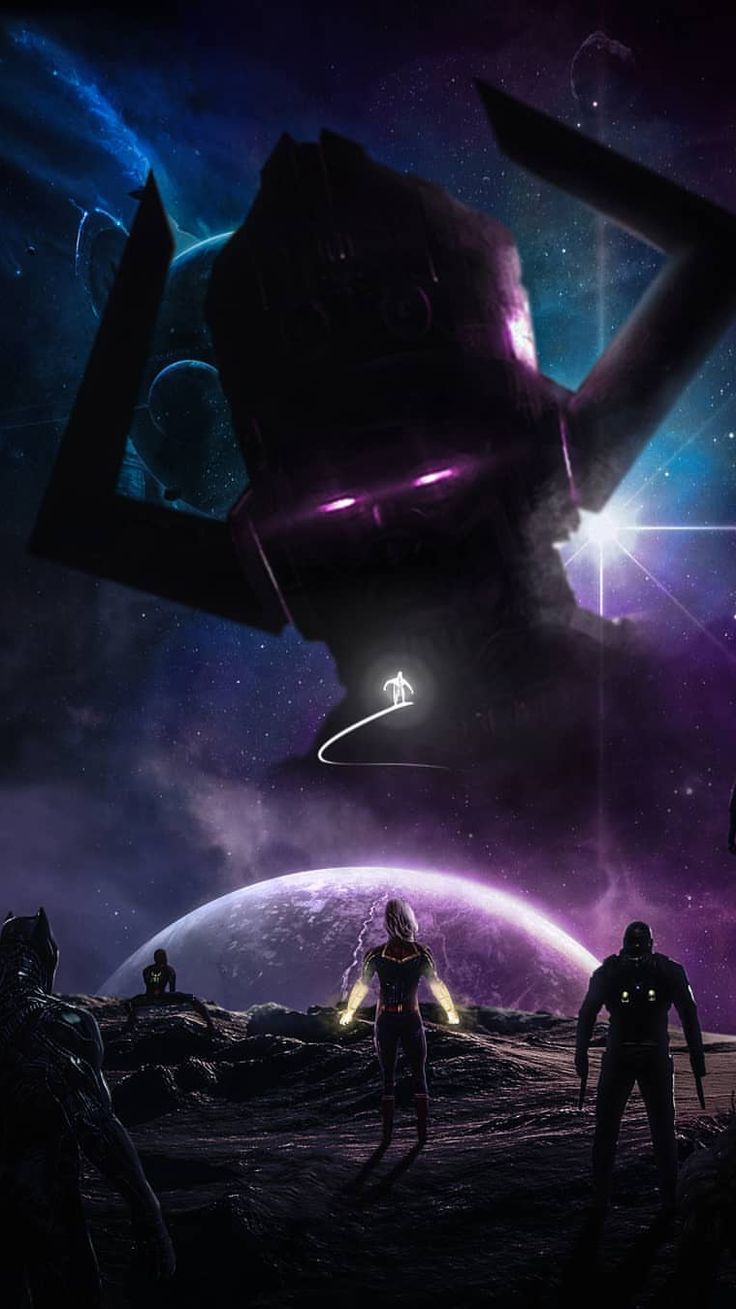 Avengers vs Galactus iPhone Wallpaper