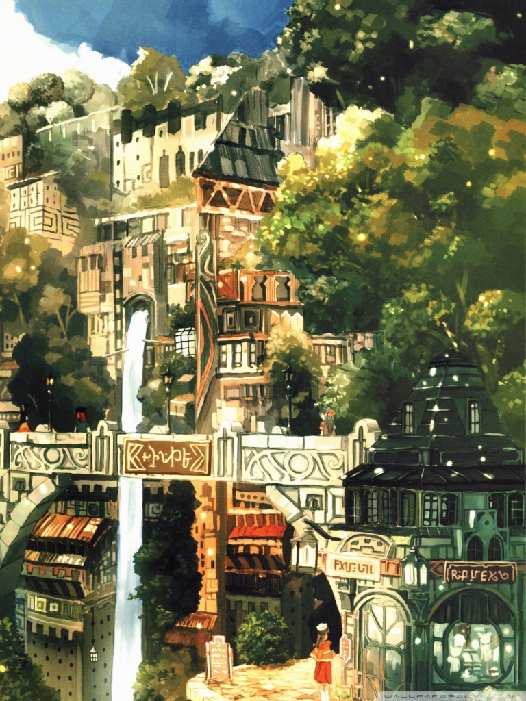 Anime City Painting Ultra HD Desktop