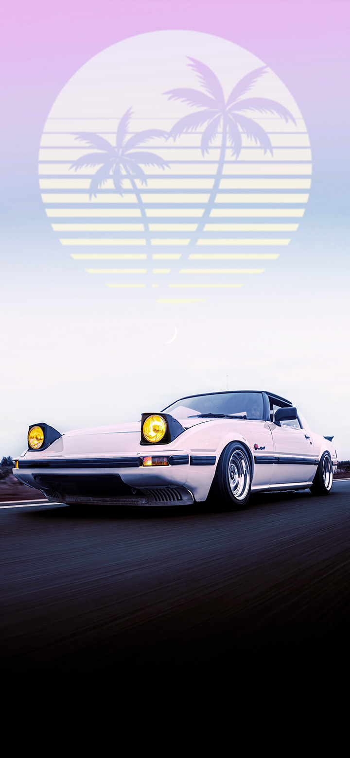 Aesthetic vintage car on clear road 4K