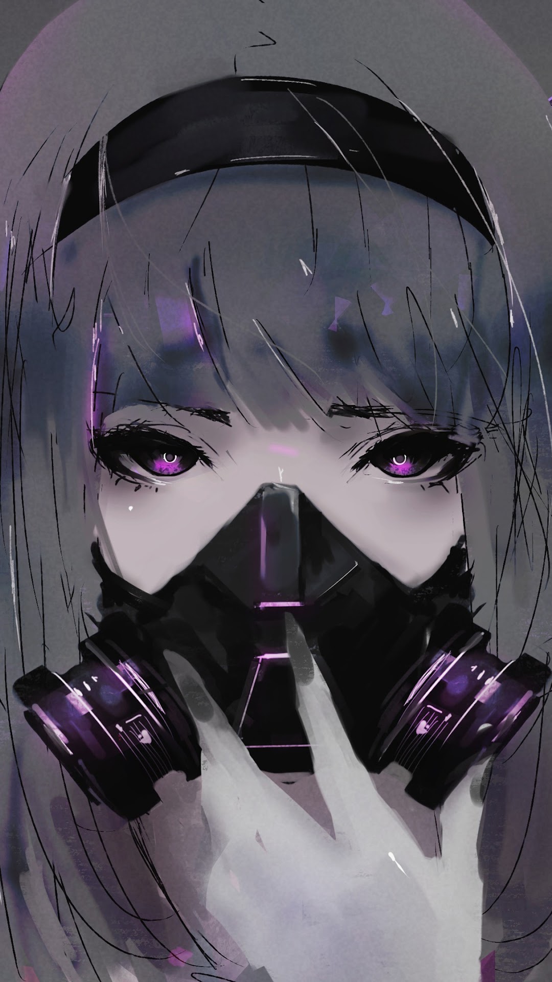 Anime Girl Gas Mask 4K Wallpaper