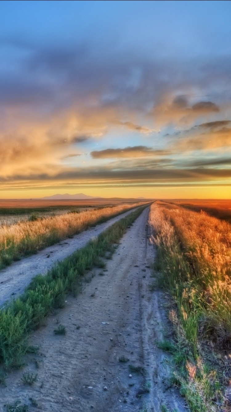 Sunrise, Field, Path, Hdr, Photography