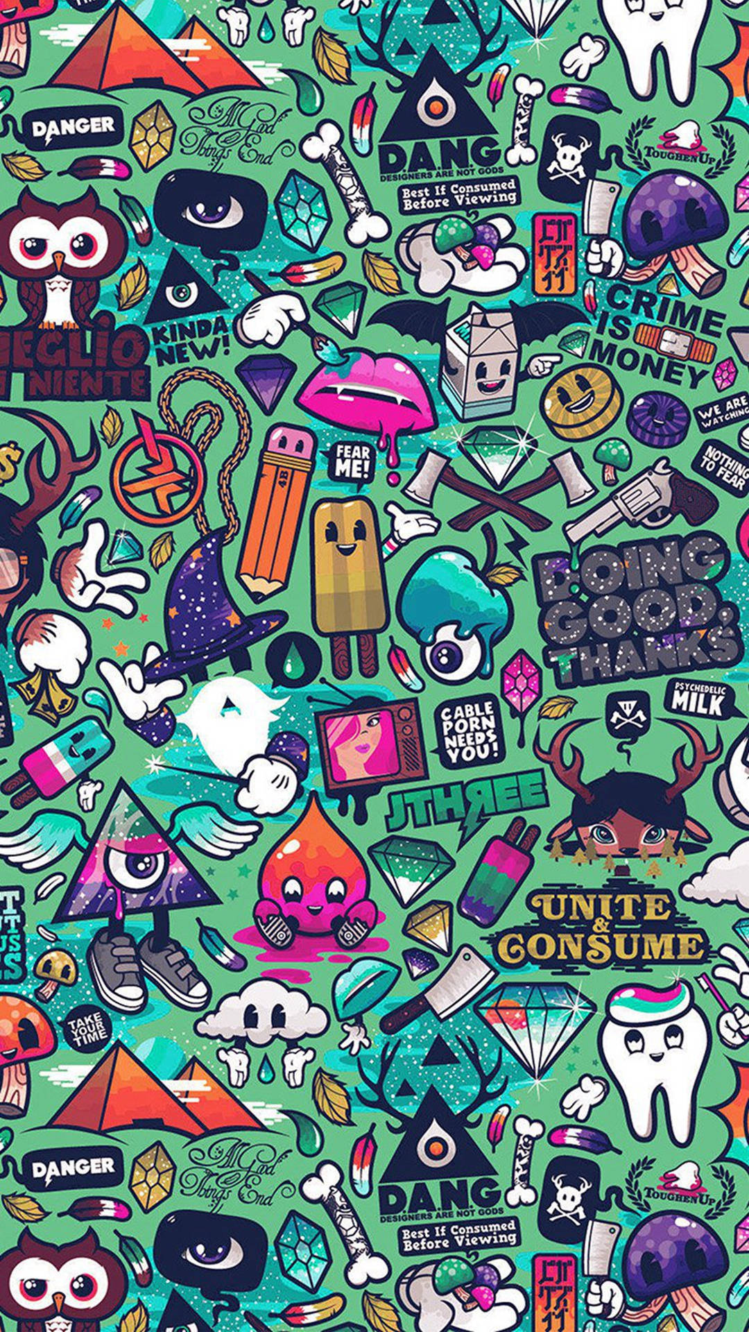 Different Stickers Wallpaper