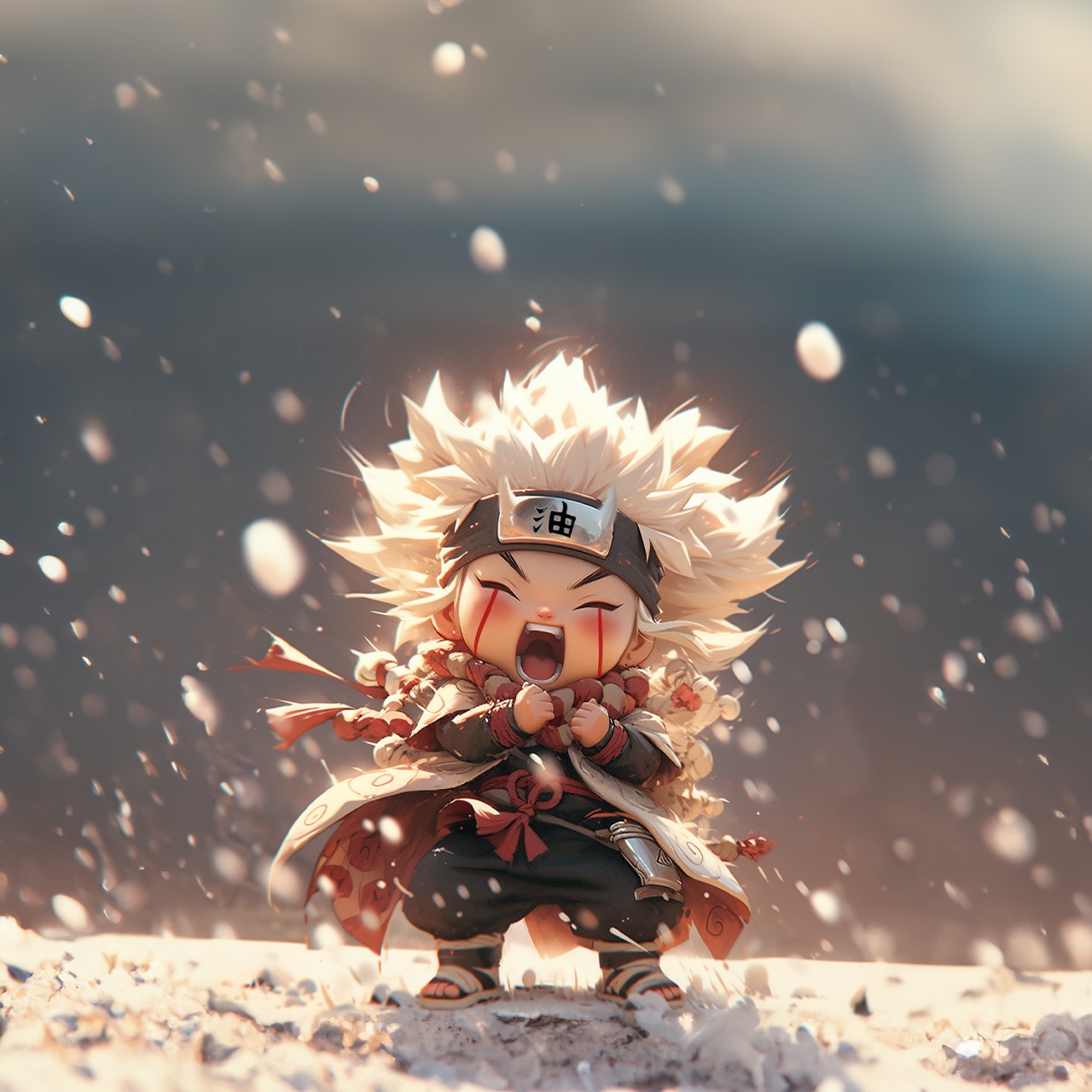 Jiraiya Wallpaper 4K, Chibi, Naruto, AI art