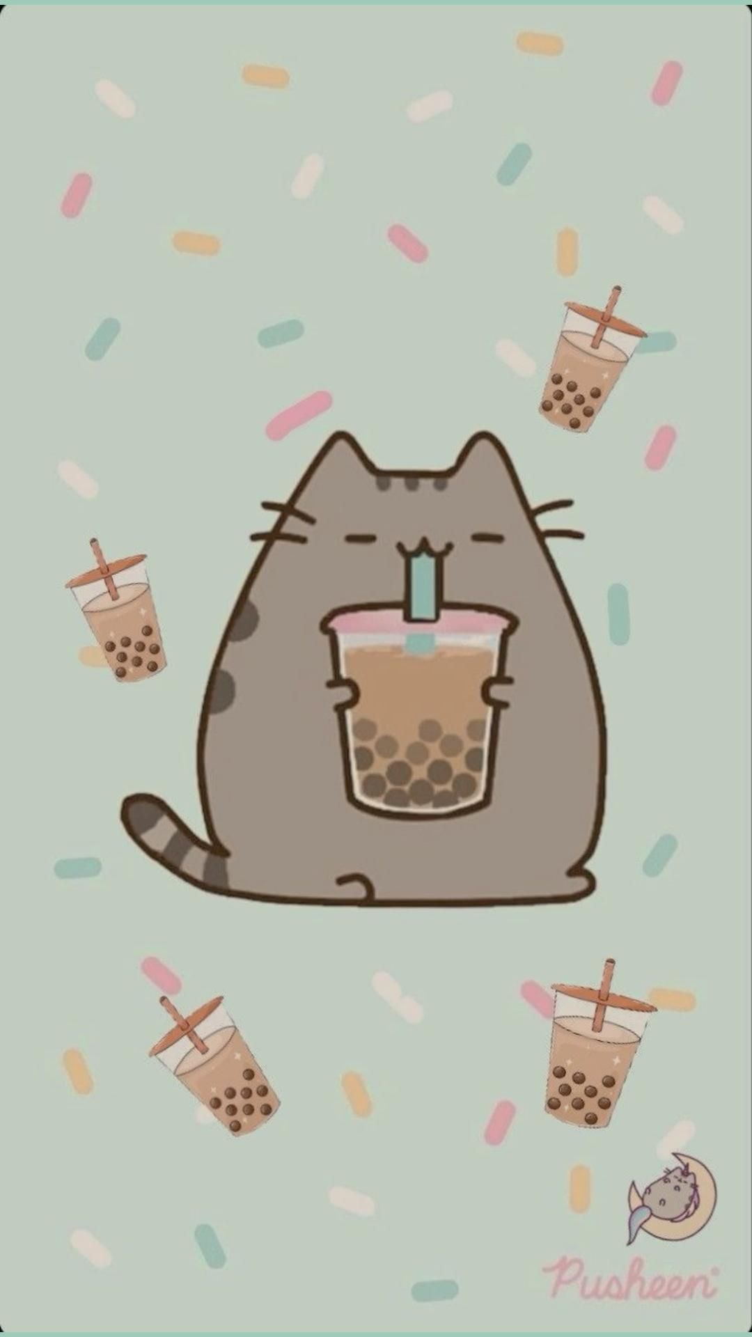 Hello kitty iphone wallpaper, Pusheen cat