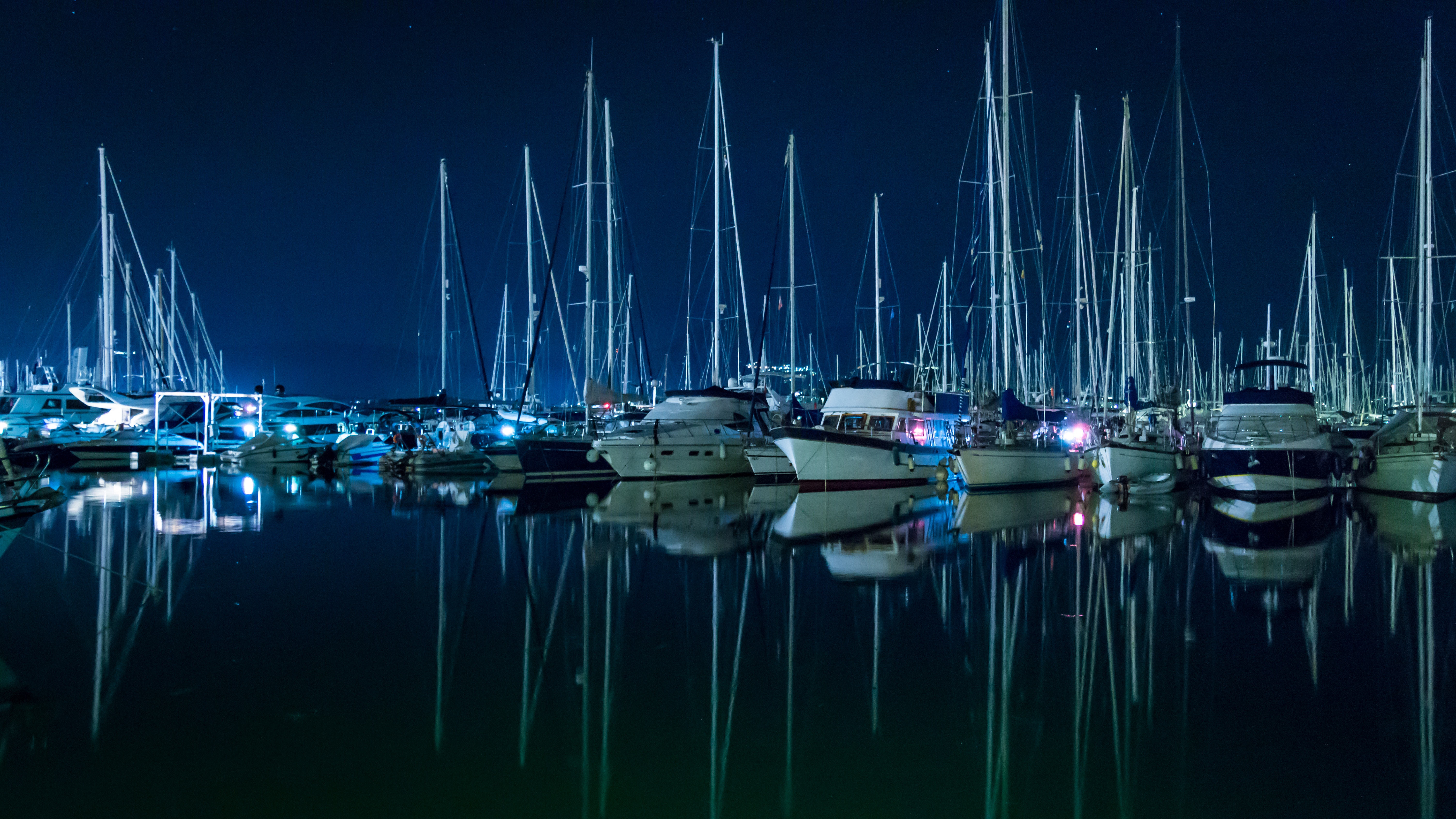 water, dock, sky, boat, night