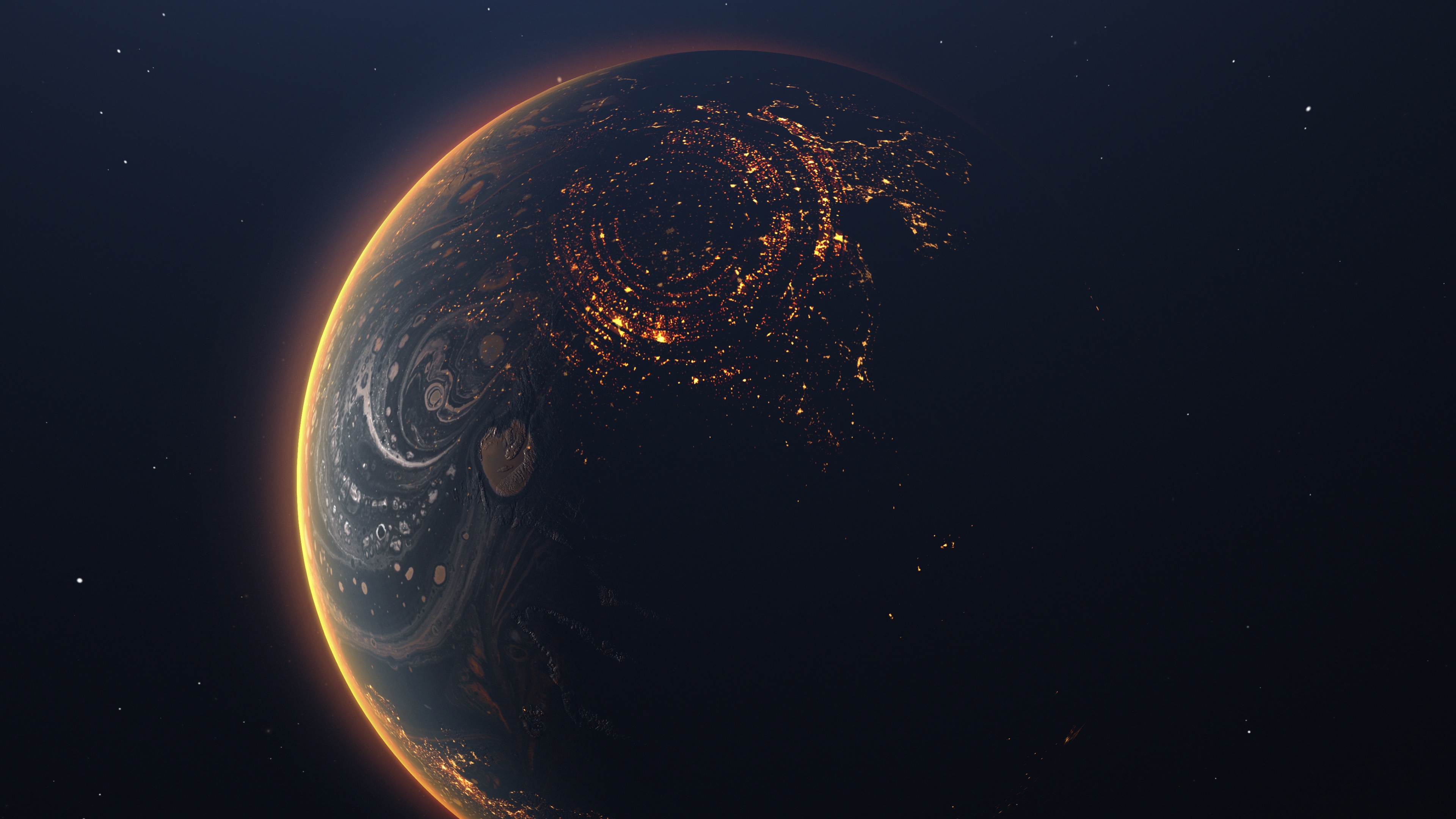 Alien planet Wallpaper 4K, Orbit, Outer