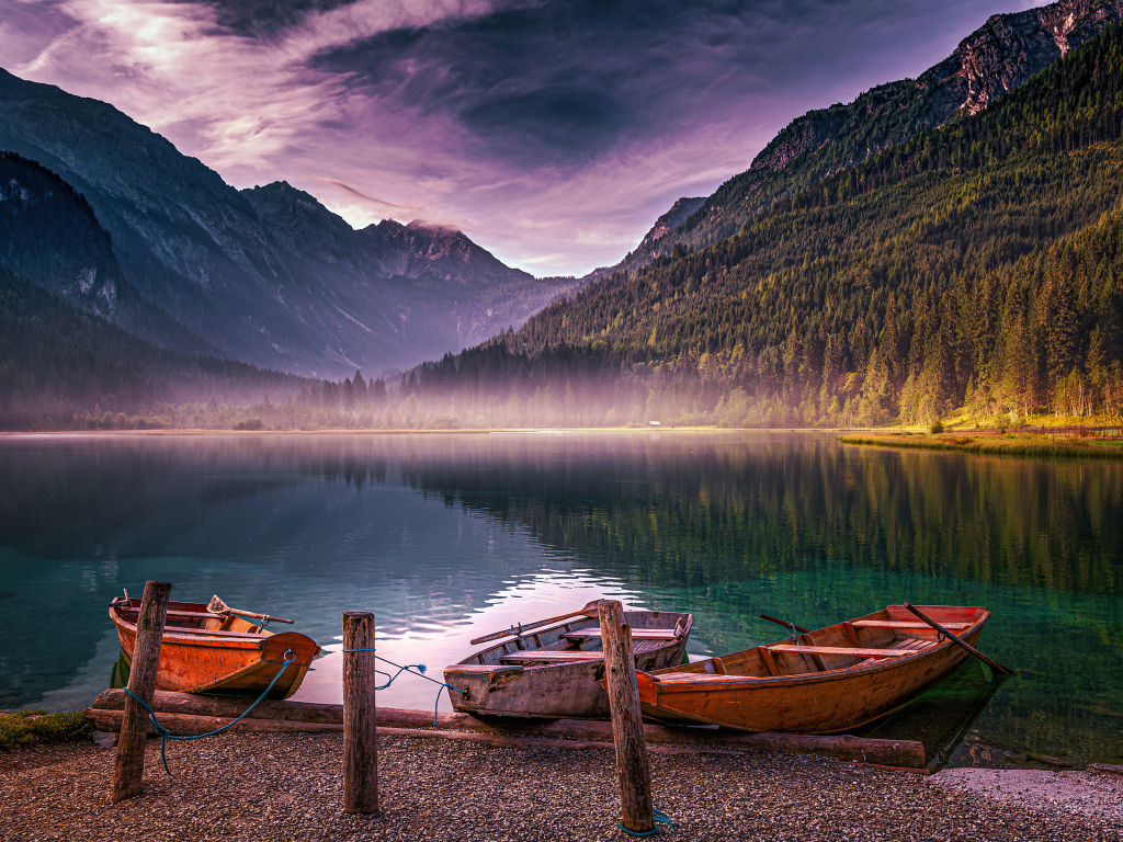 Wallpaper boats, lake jägersee