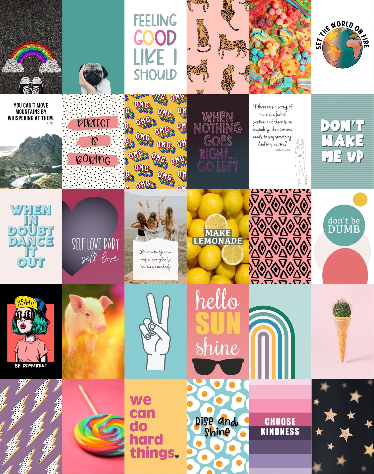 Pink Wall Collage Print Kit, Aesthetic