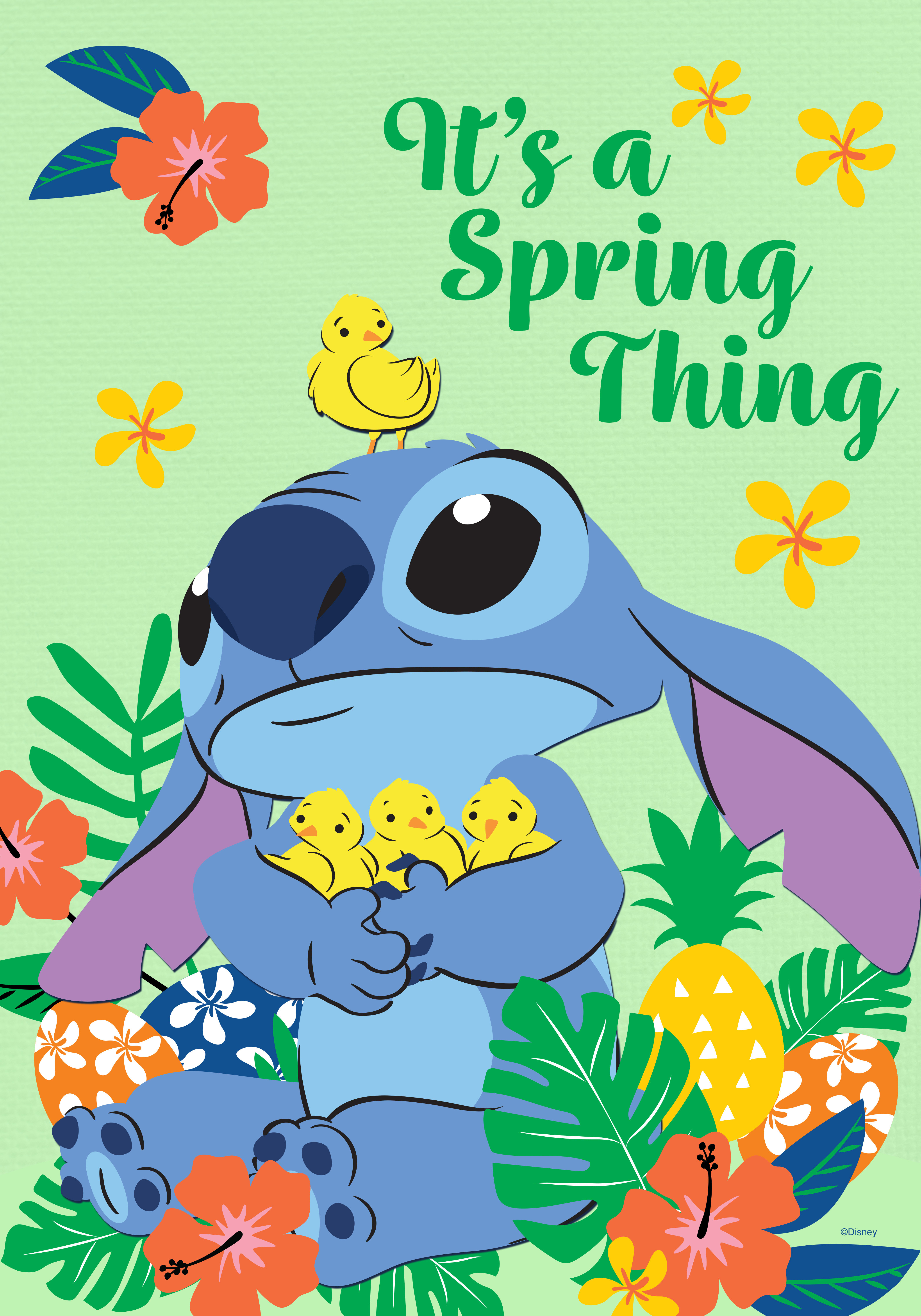 Disney Stitch Spring Chicks Garden Flag