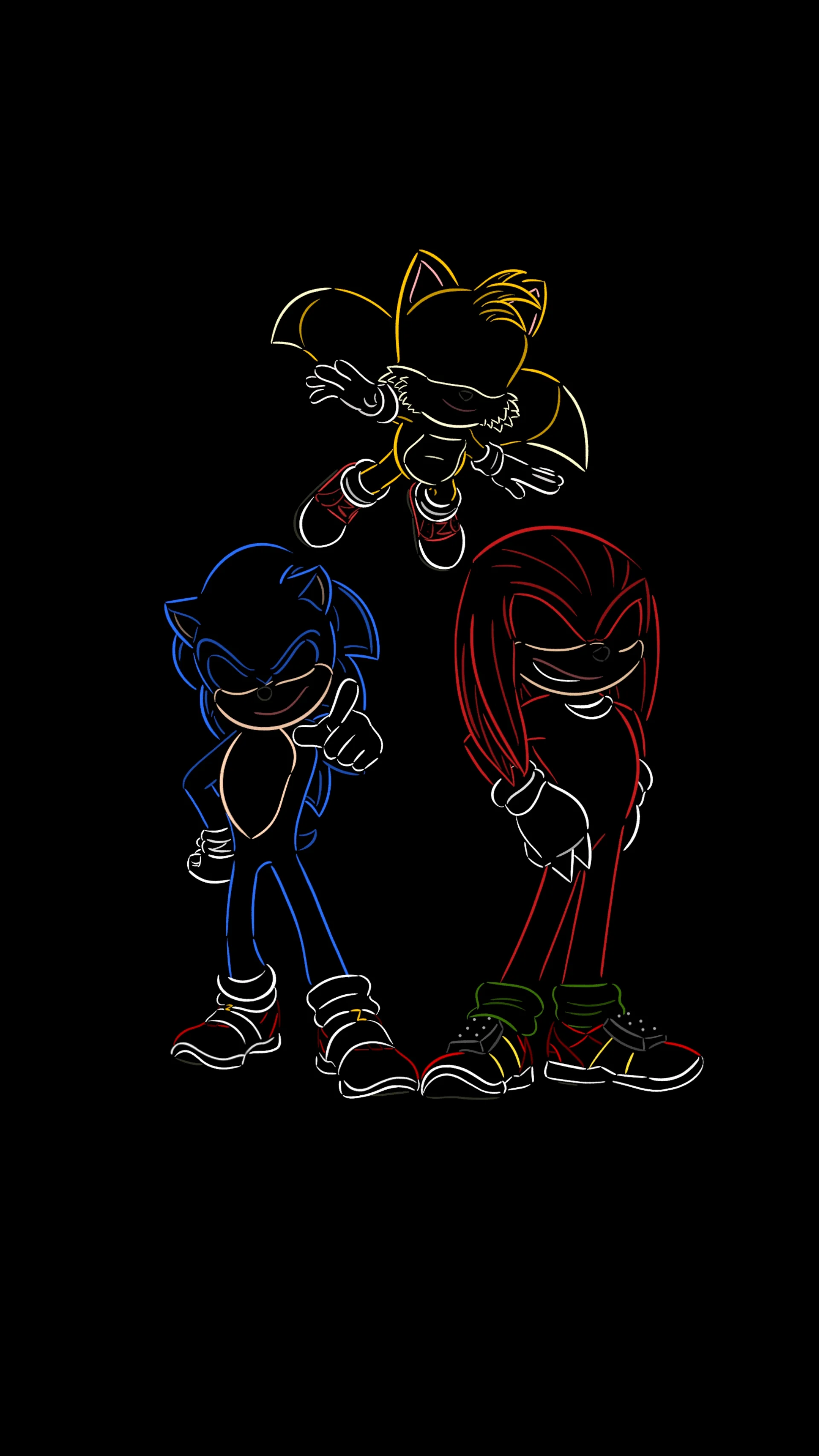 Sonic, Knuckles and miles (minimal wallpaper)