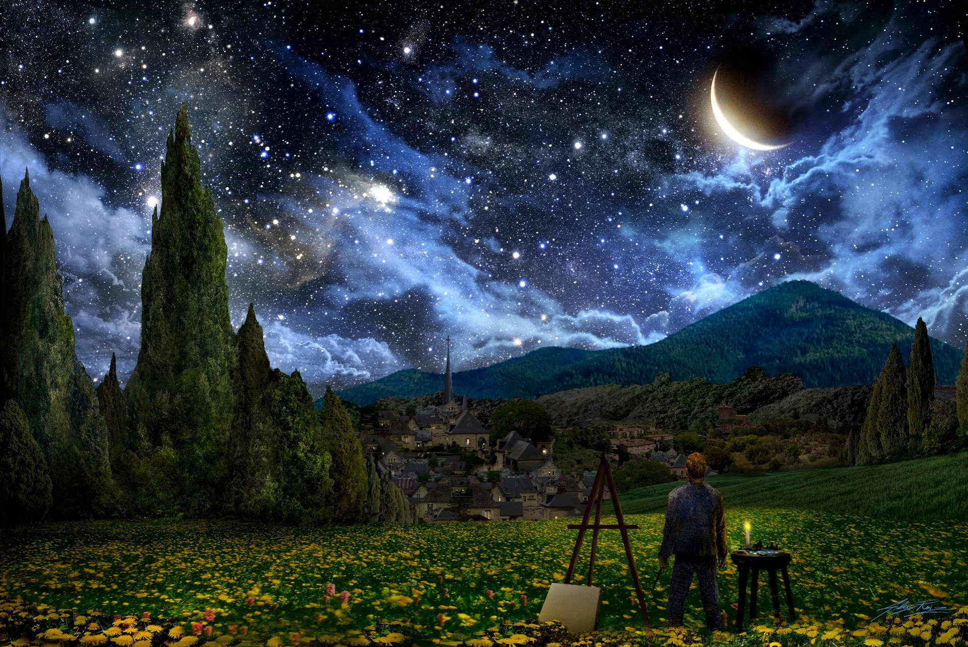 Van Gogh Starry Night Wallpaper