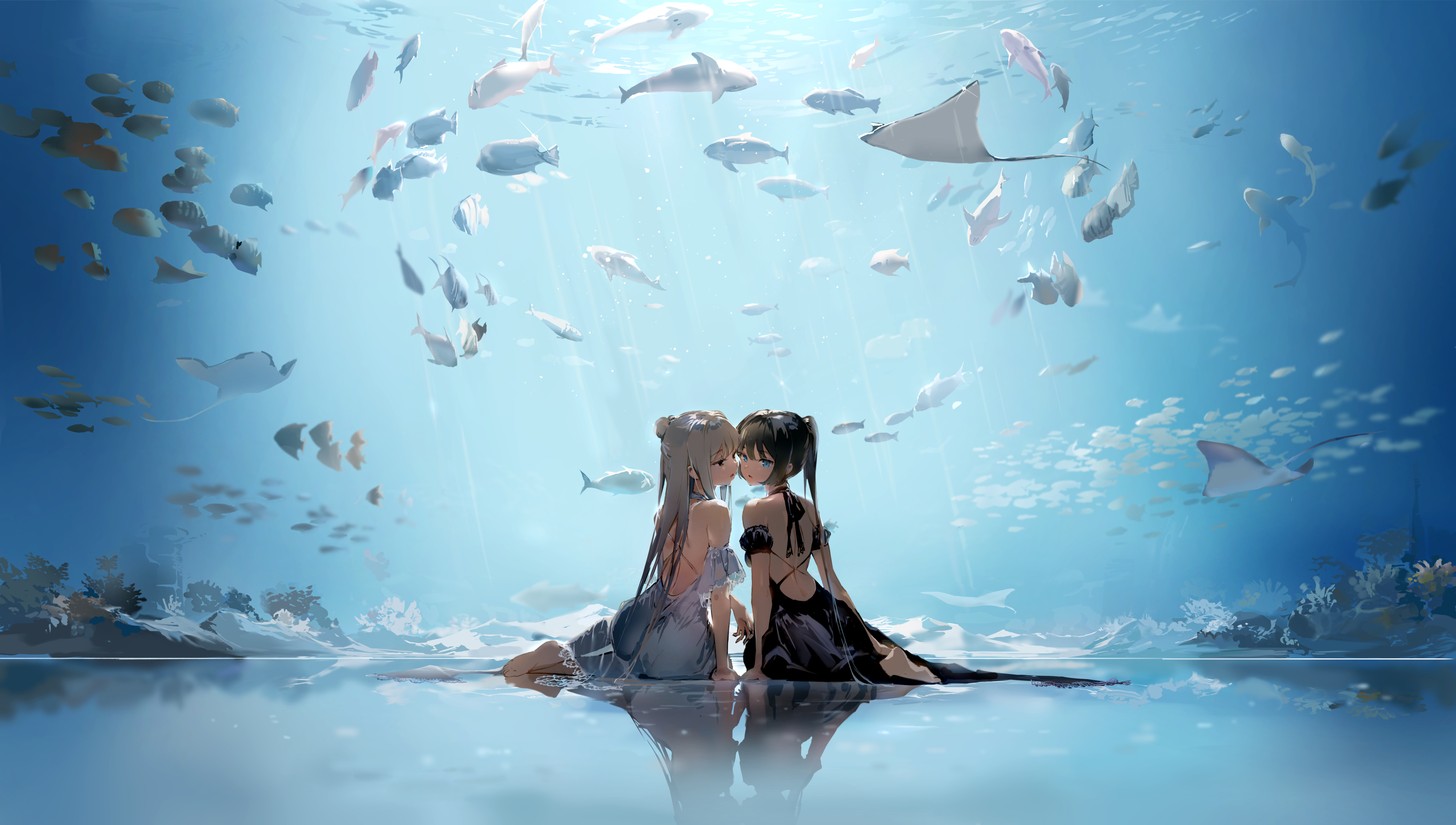 Underwater Reflection 4K Ultra HD Anime Wallpaper
