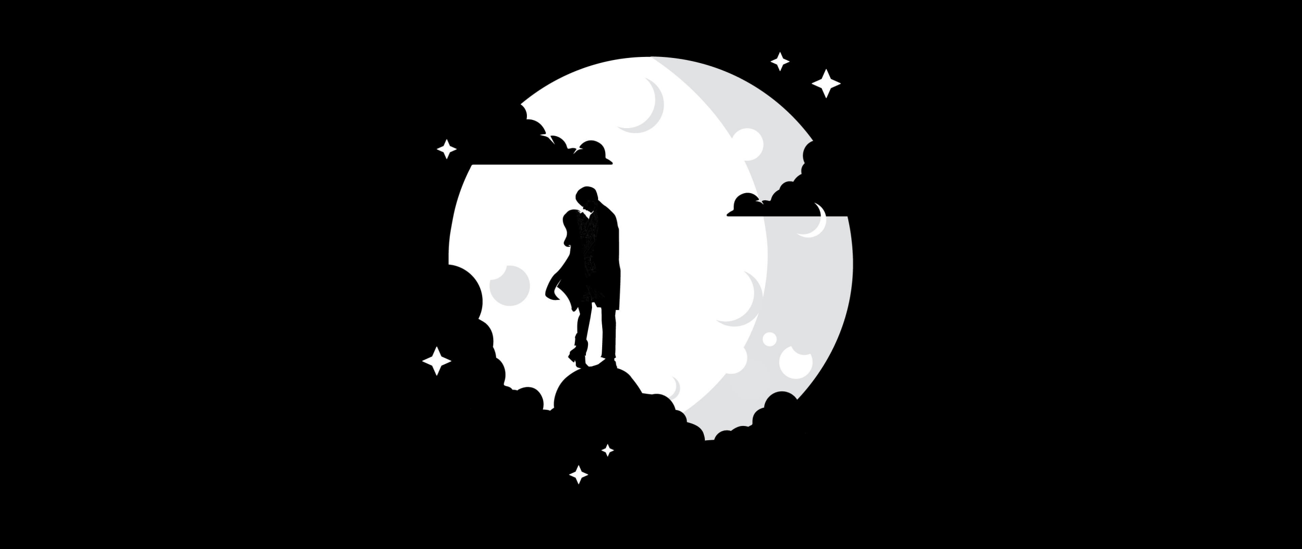 Couple Wallpaper 4K, AMOLED, Silhouette, Moon