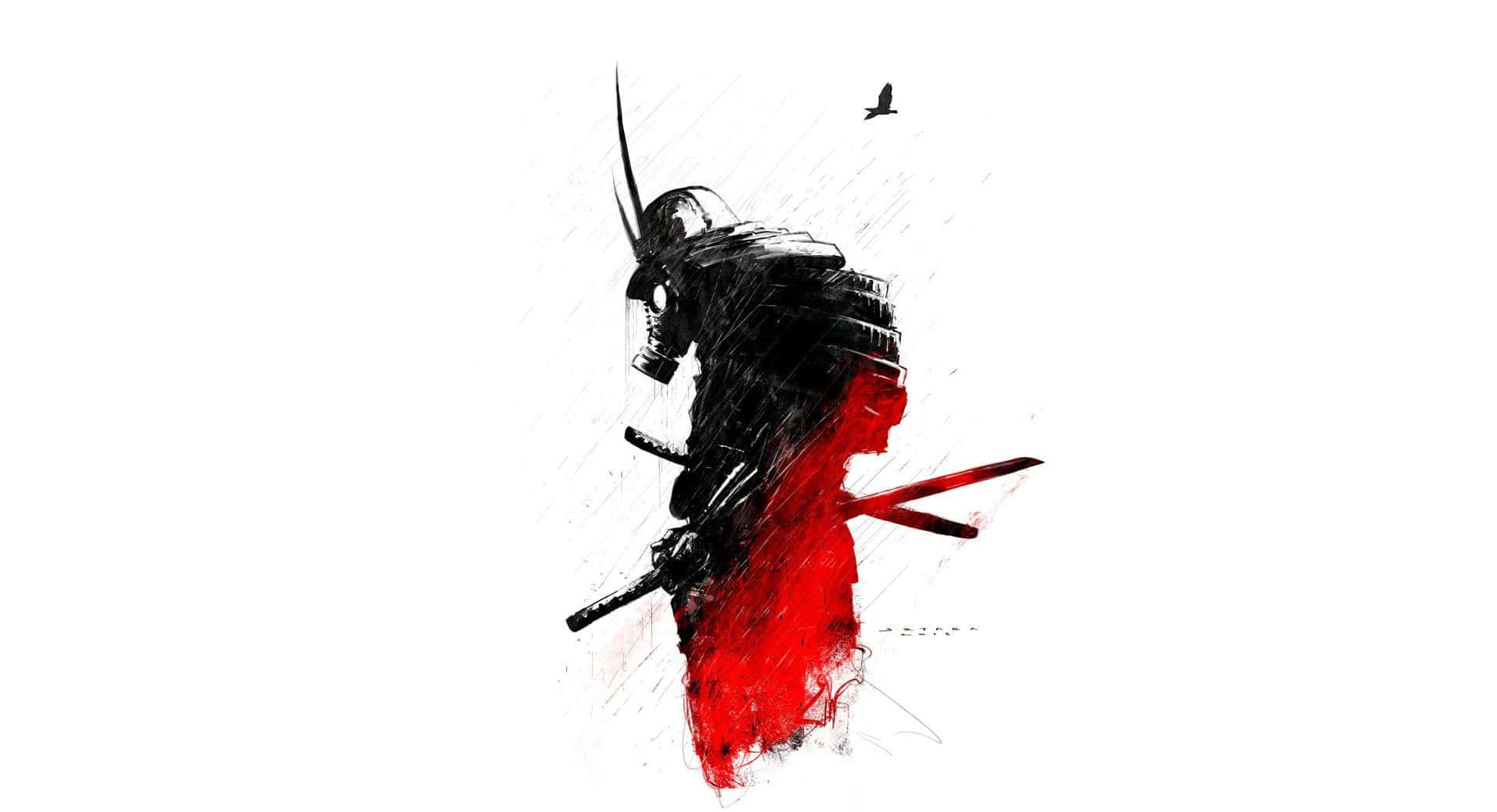 Download Intense Black and White Samurai Battle Scene Wallpaper