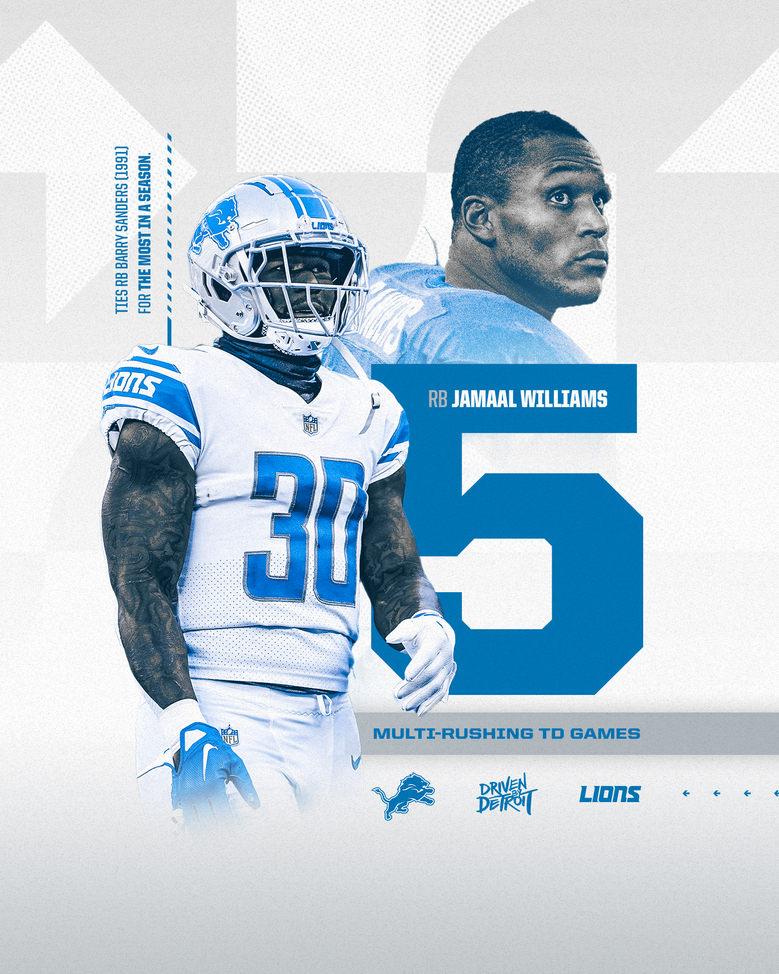 Jamaal Williams' 5️⃣ Multi Rushing