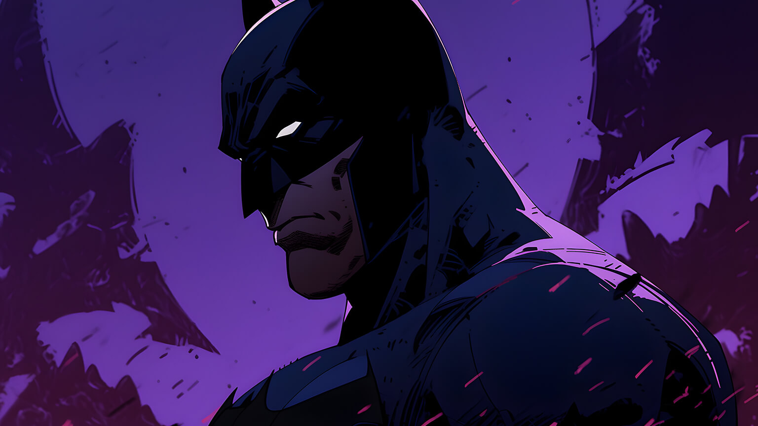 Serious Batman Purple Desktop Wallpaper