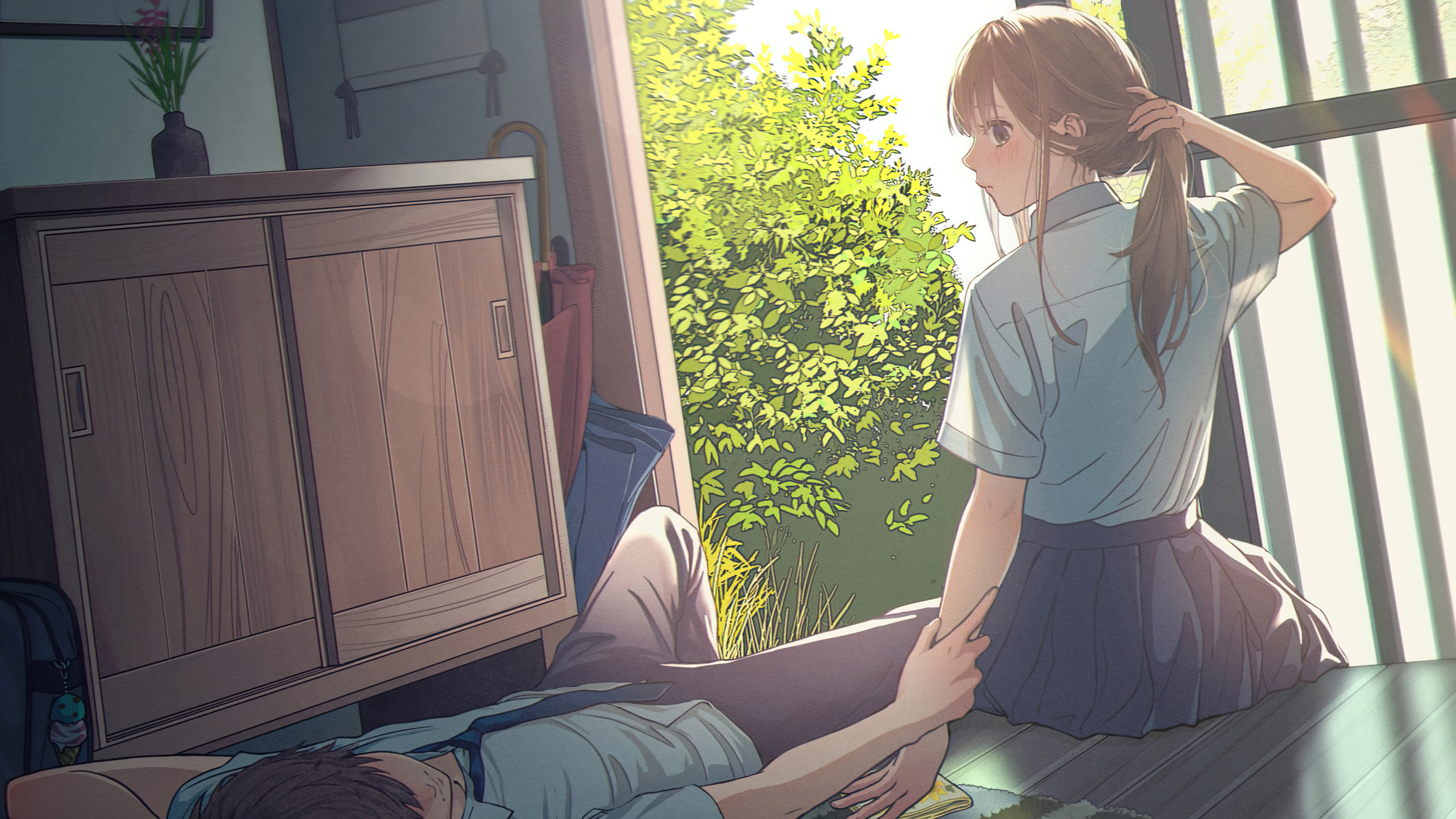 Anime Couple School Love Wallpaper, HD